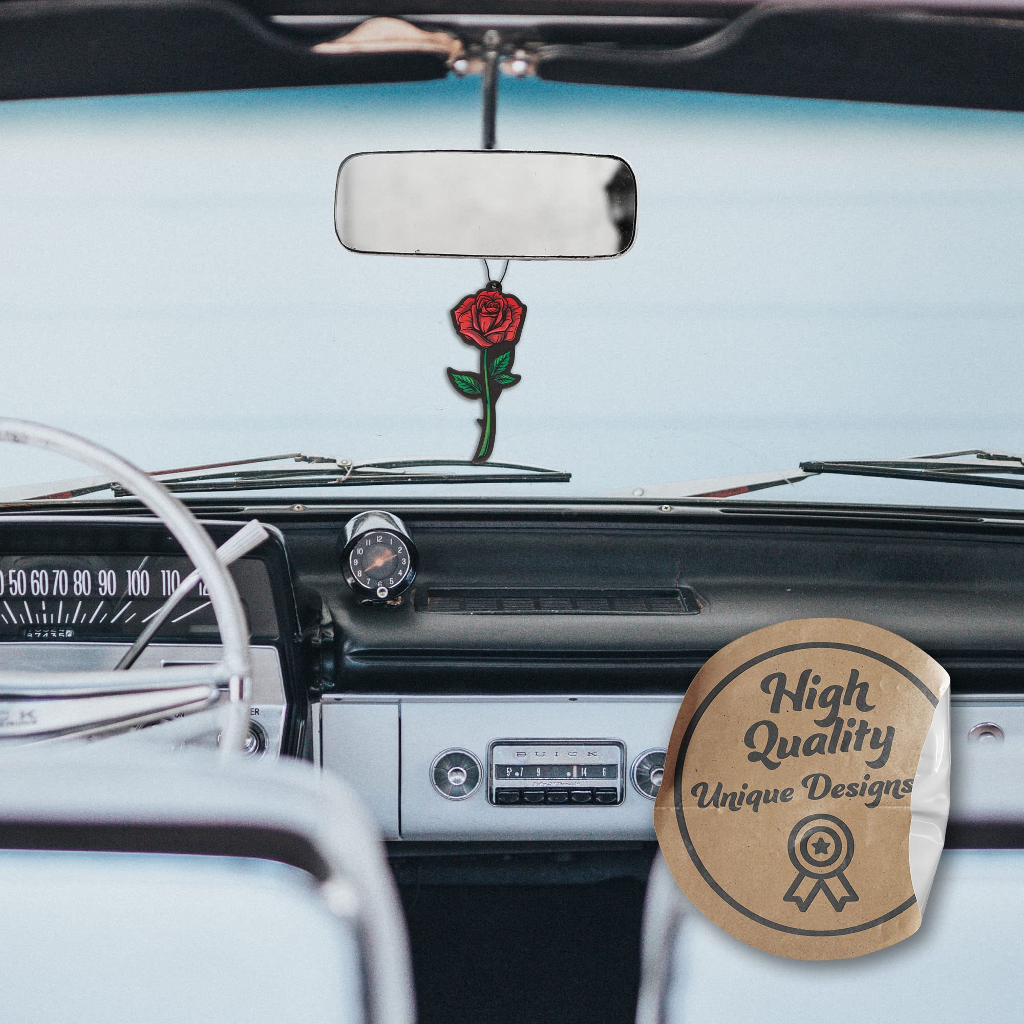 Rose Car Air Freshener 3 Pack Scented With Essential Oils By Fresh Fresheners