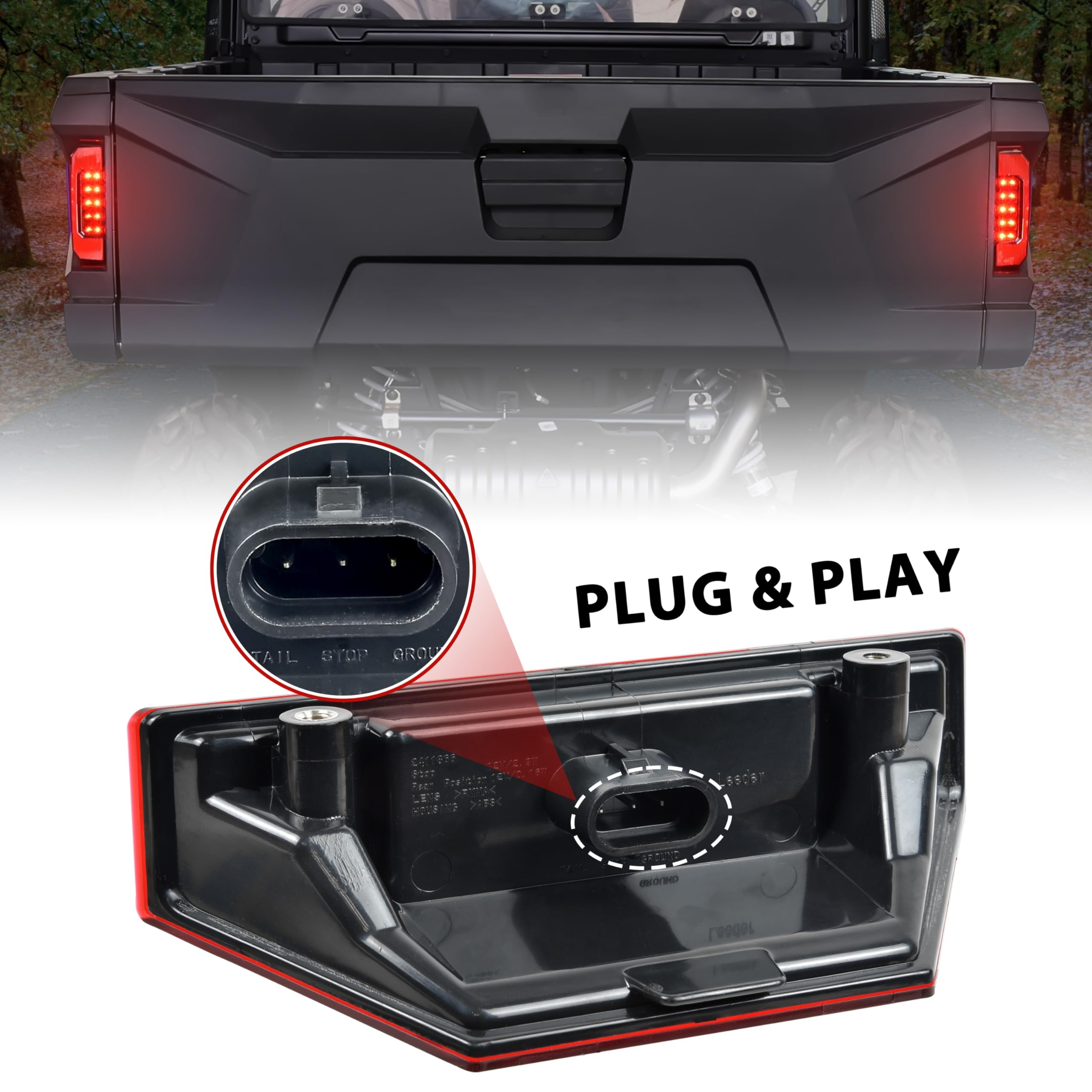 Sautvs Utv Tail Lights For Polaris Ranger 1000 900 570/ General, Red Led Taillights Rear Brake Stop Lights For Polaris Ranger 90