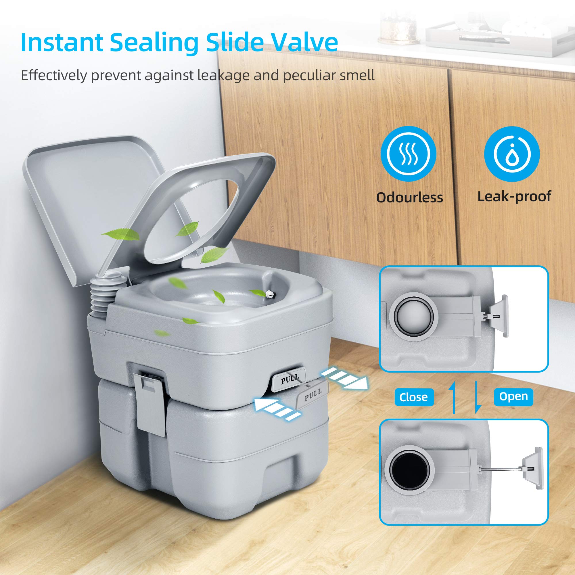 Yitahome Portable Toilet 2.6 Gallon Camping Rv Potty, Double Water Outlet, Press Flush Pump, For Travel, Boating, Hiking, Trips,