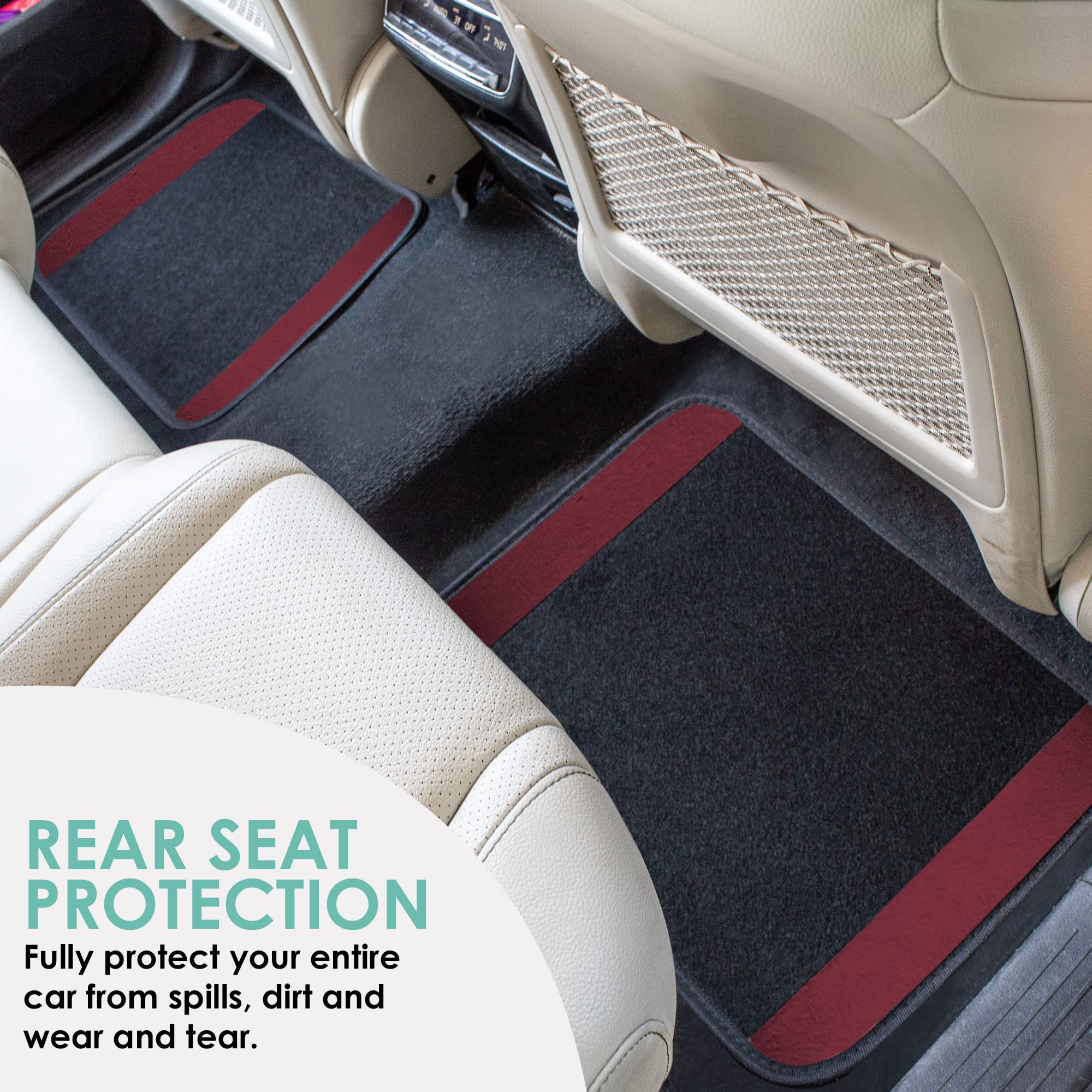 Fh Group Universal Fit Premium Carpet Automotive Floor Mats Fits Most Cars, Suvs, And Trucks With Driver Heel Pad, Full Set Burg