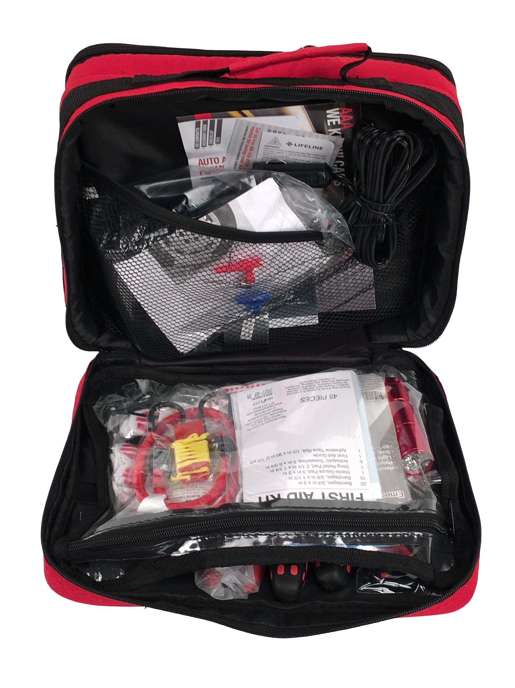 Lifeline 4388Aaa Excursion Road, 76-Piece Car Air Compressor, Jumper Cables, Flashlight And First Aid Kit
