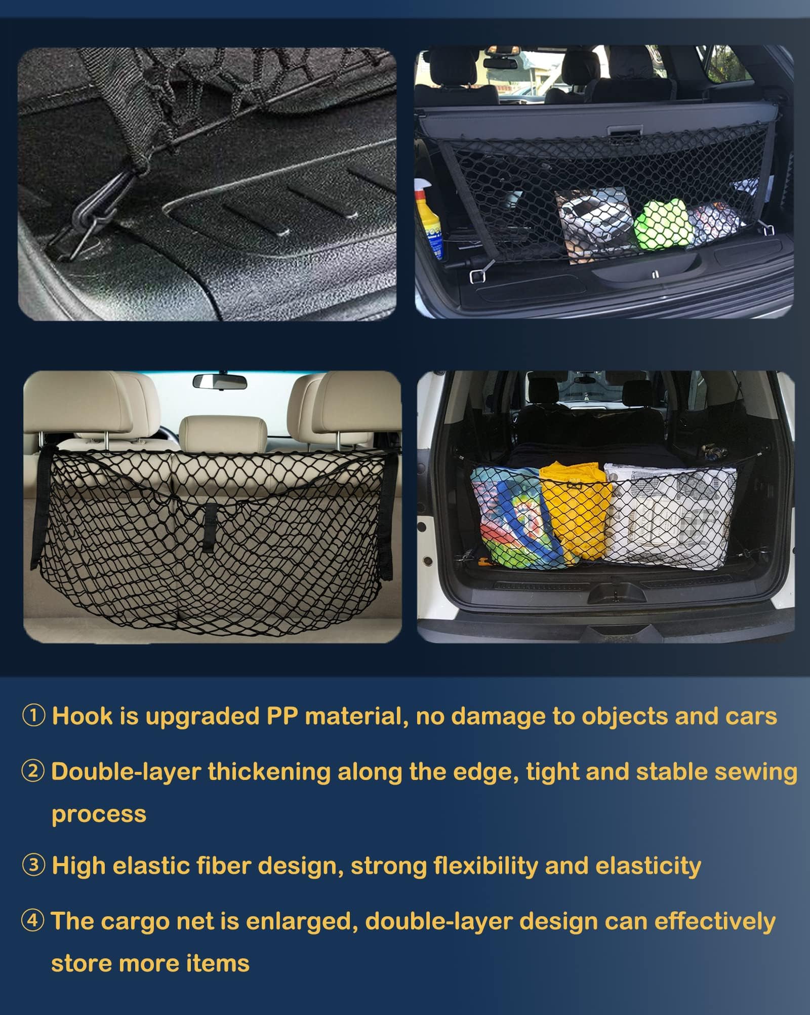 Envelope Style Trunk Cargo Net Compatible With Jeep Grand Cherokee New 2025 2024 2023 2022, Grand Cherokee L 2025 2024 2023 2022