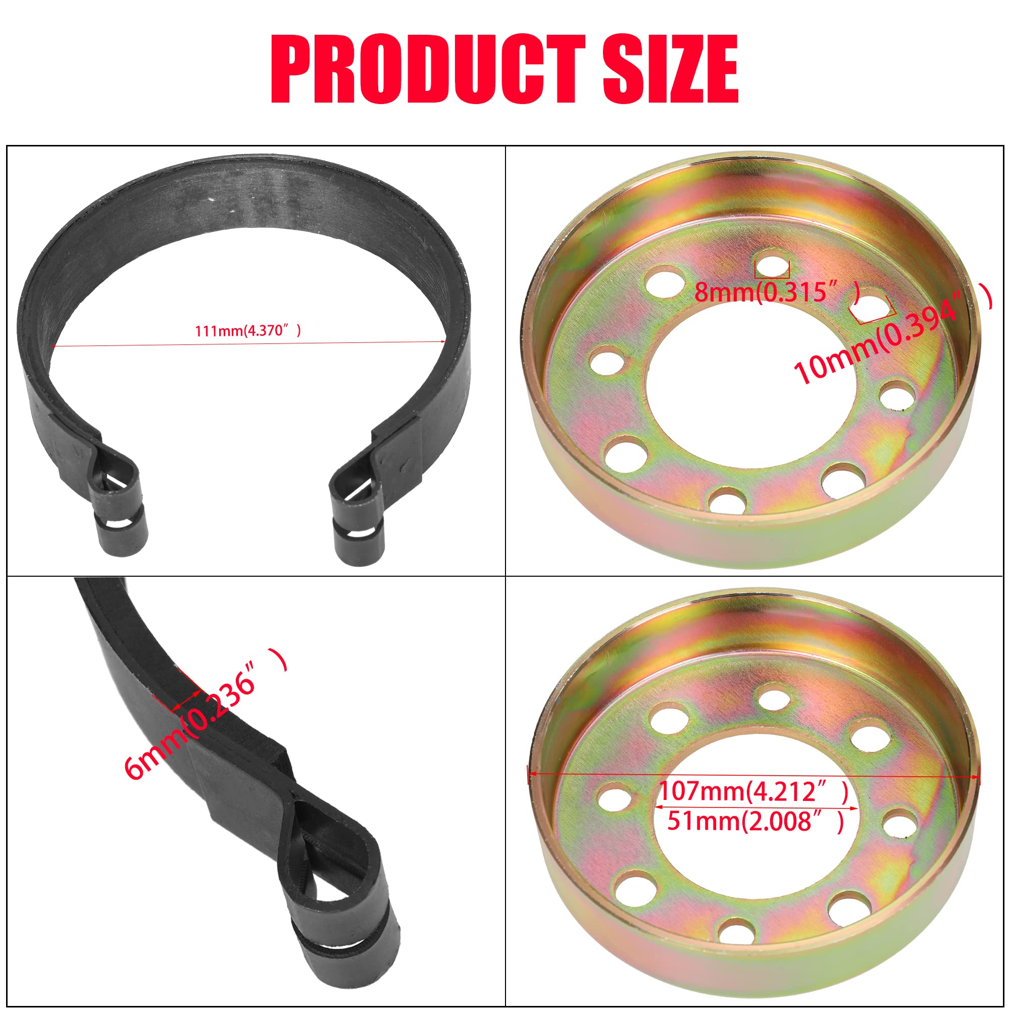 Grehua Rear 4'' Drum Brake Band Pin Brake Cable Kit For Manco Bandit Critter 1492 4316 297 Rotary 484 Azusa 2251-B Yerf-Dog Pred