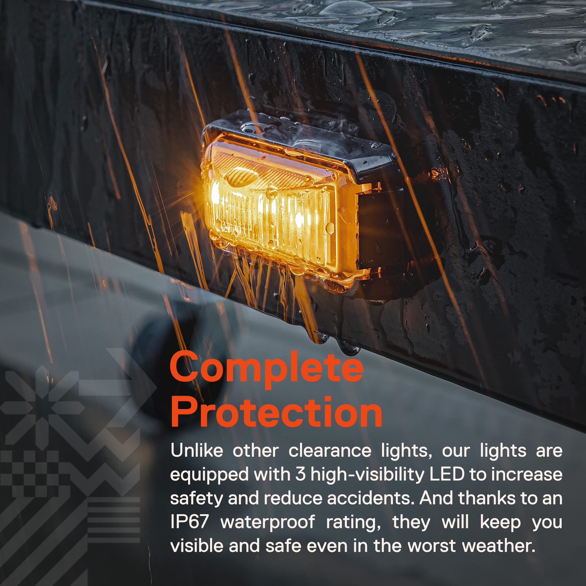 True Mods 4Pc 2.5'' Amber Led Trailer Marker Light W/Black Bezel [Dot Fmvss 108] [Sae P2Pc] [Surface Mount] [Waterproof Ip67] Si