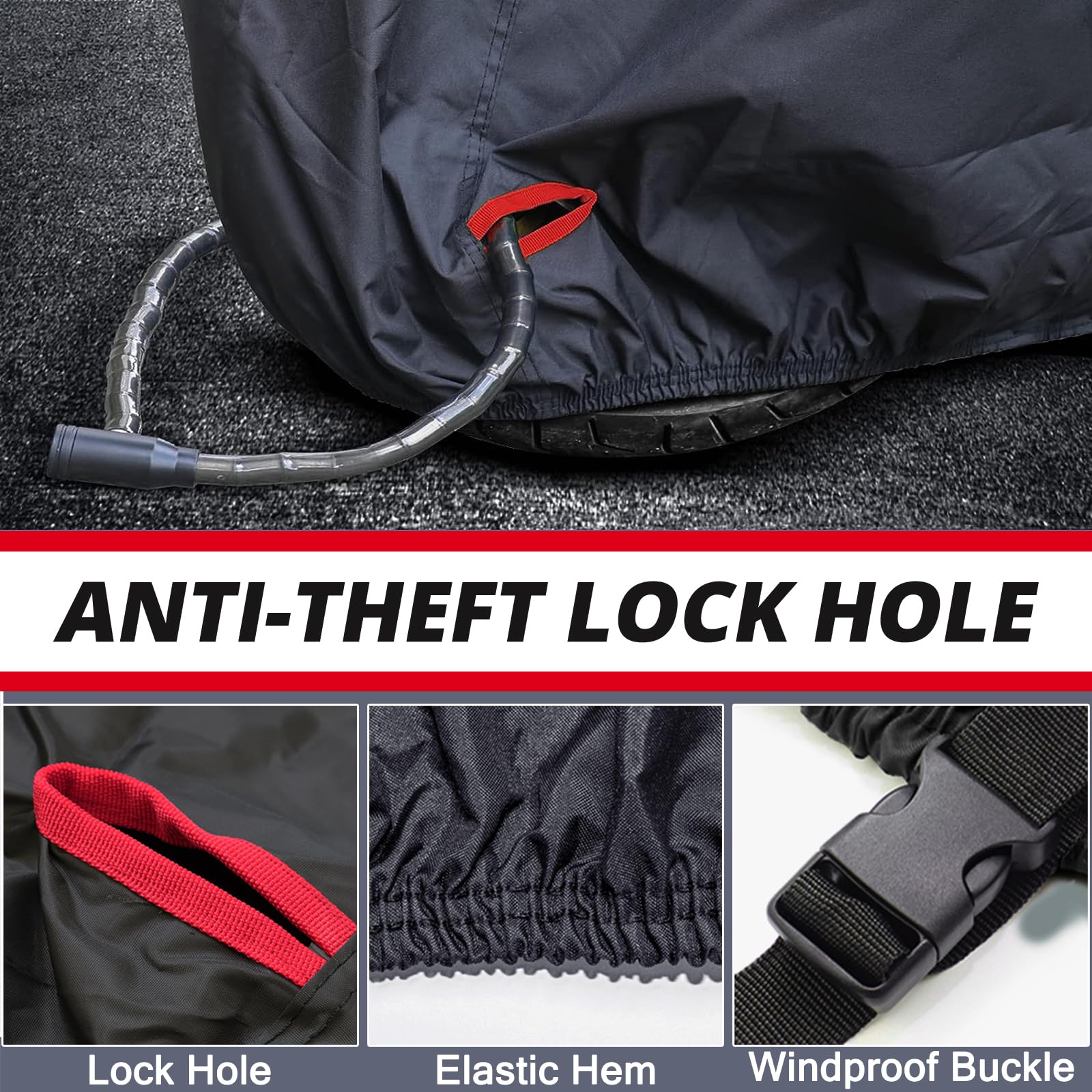 Autolion Motorcycle Cover,Waterproof Zipper Outdoor Cover For All Seasons Windproof, High Heat Resistance Dustproof And Rainproo
