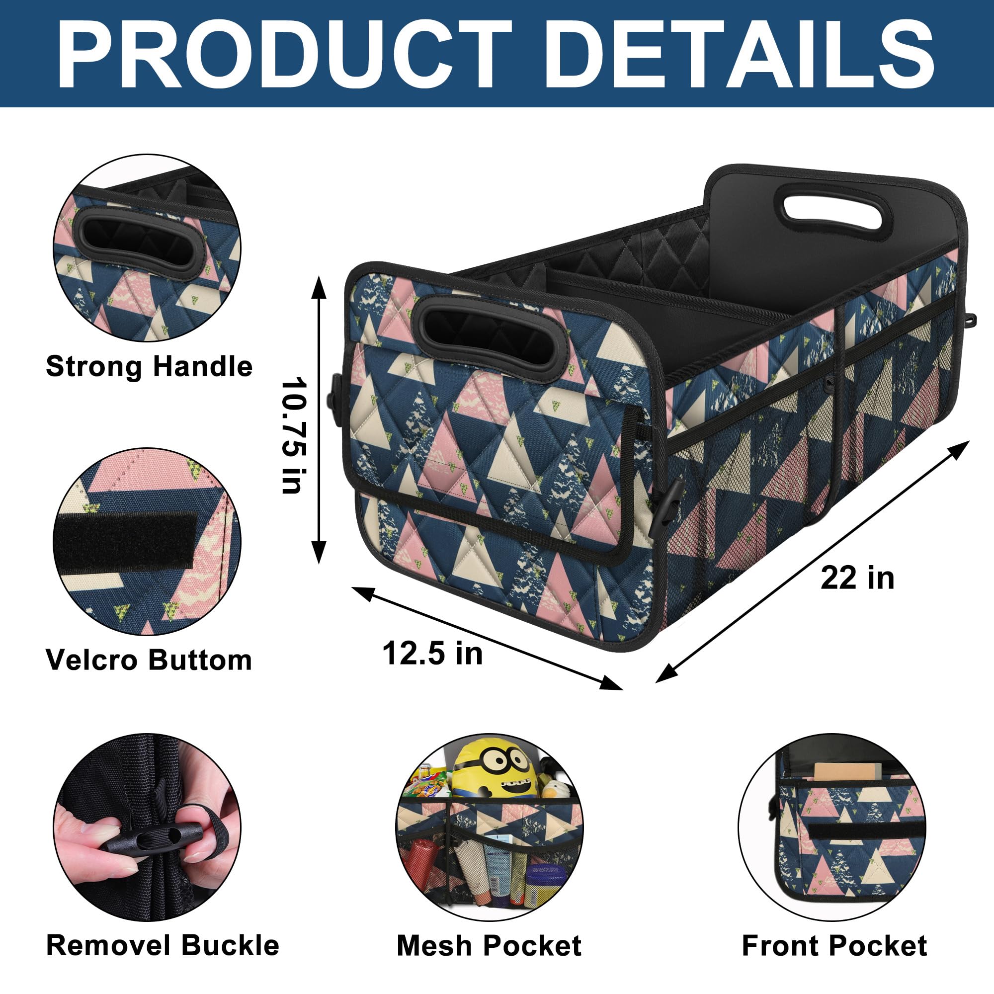 Deosk Trunk Organzier And Storage With 6 Big Pocket,Car Accessories For Women/Men 50L Waterproof Polyester For Car/Suv/Minivan/T