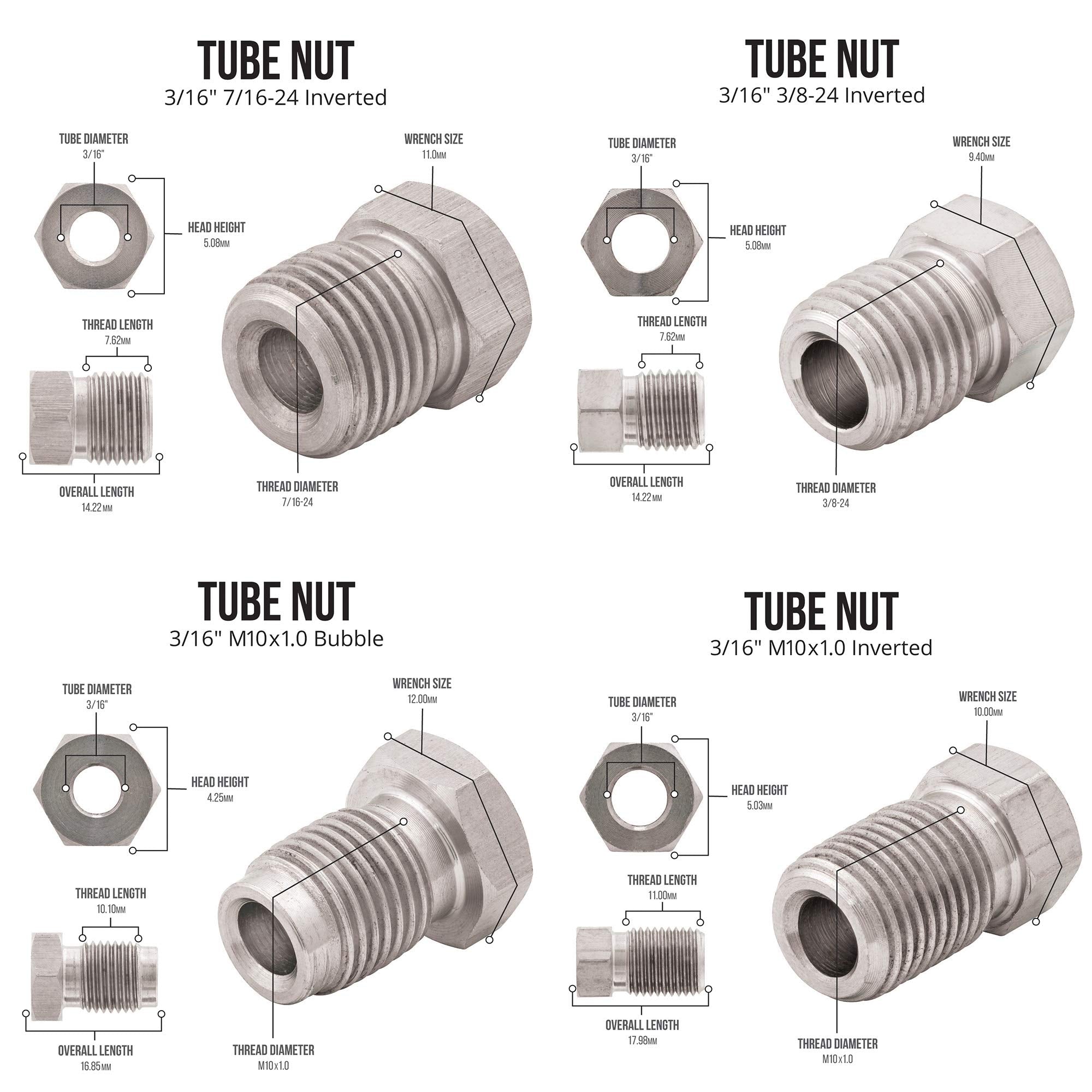 4LIFETIMELINES 25 ft 3/16 316L Marine Grade Stainless Steel Brake Line Replacement Tubing Coil and Fitting Kit, 16 Fittings Incl
