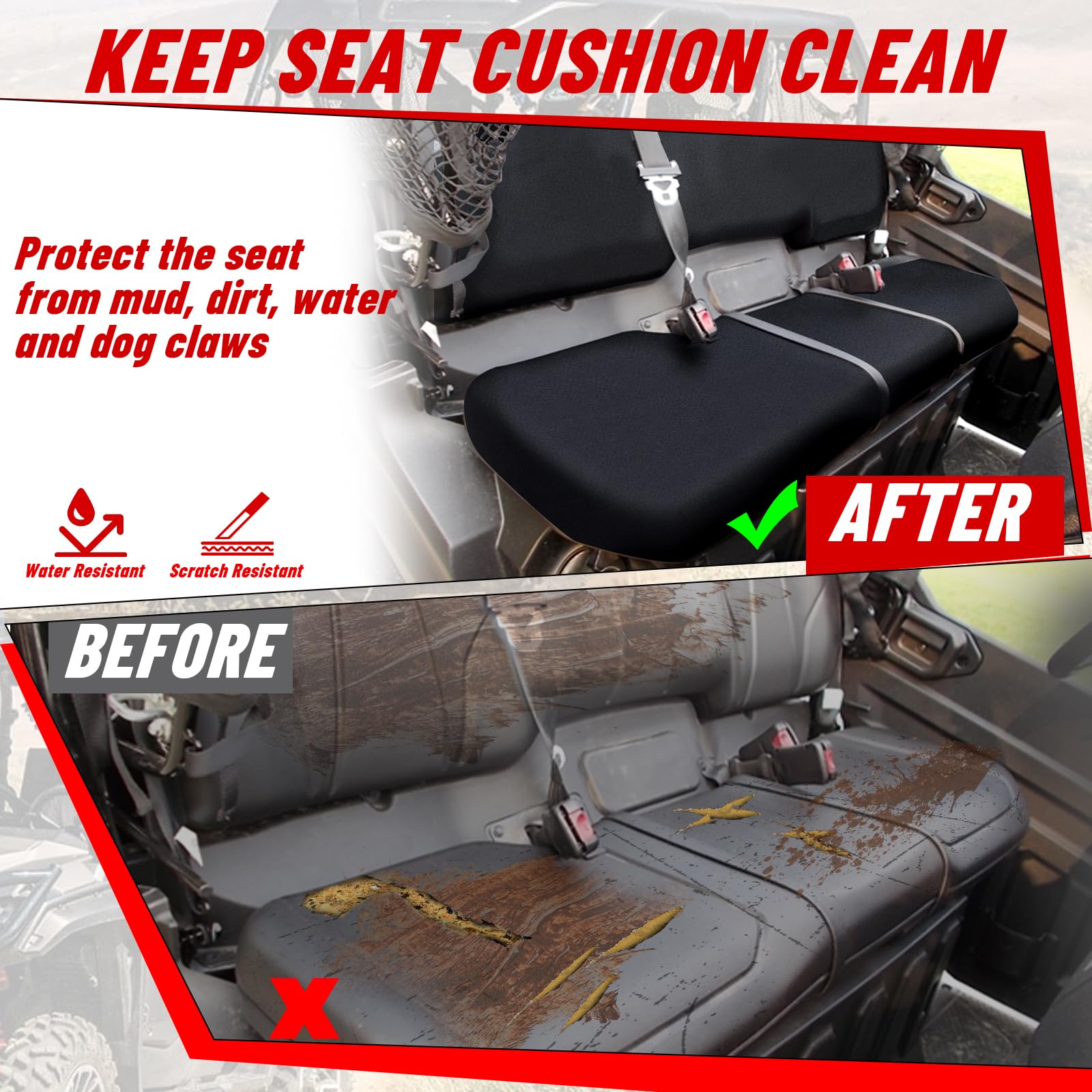 Starknightmt Utv Pioneer Seat Covers Compatible With 2016-2024 Pioneer 1000 1000-5(Front Seat),1000-6(Front And Rear Seat),Water-Repellent Bench Seat Cover -Black