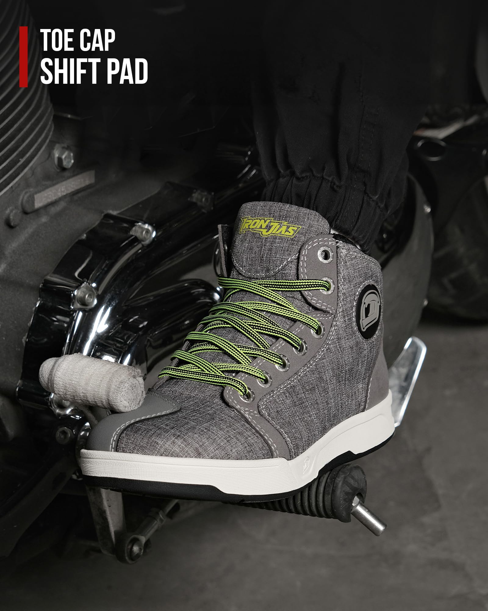 Iron Jia'S Motorcycle Shoes For Men, Breathable Anti-Slip Protective Gear, Powersport Casual Motorcycle Riding Boots (Grey 10)