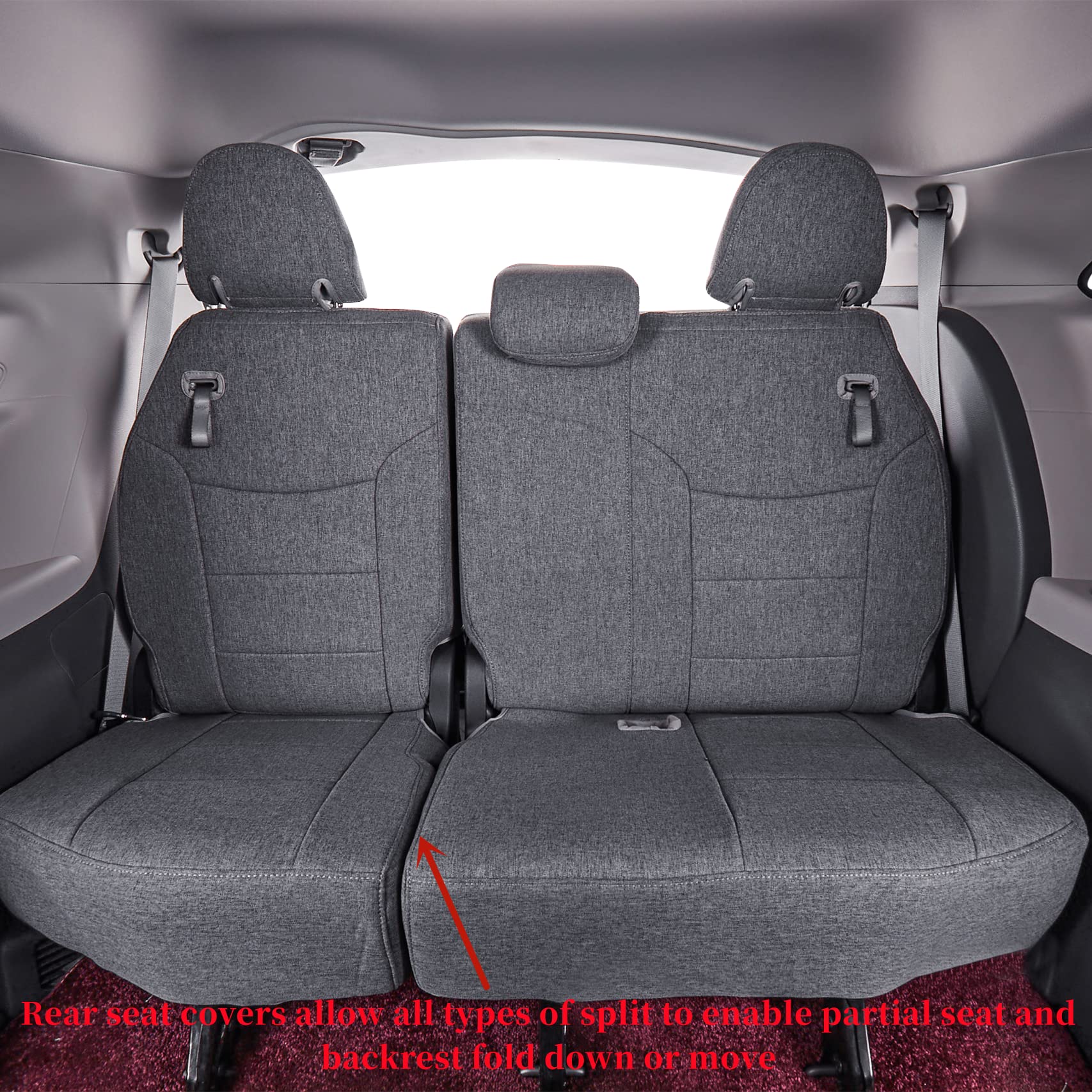 coverdream Sienna Seat Covers, Custom Fit for 2021-2025 Toyota Sienna, Gray, Polyester, 2nd Row Captain Chair, Full Coverage