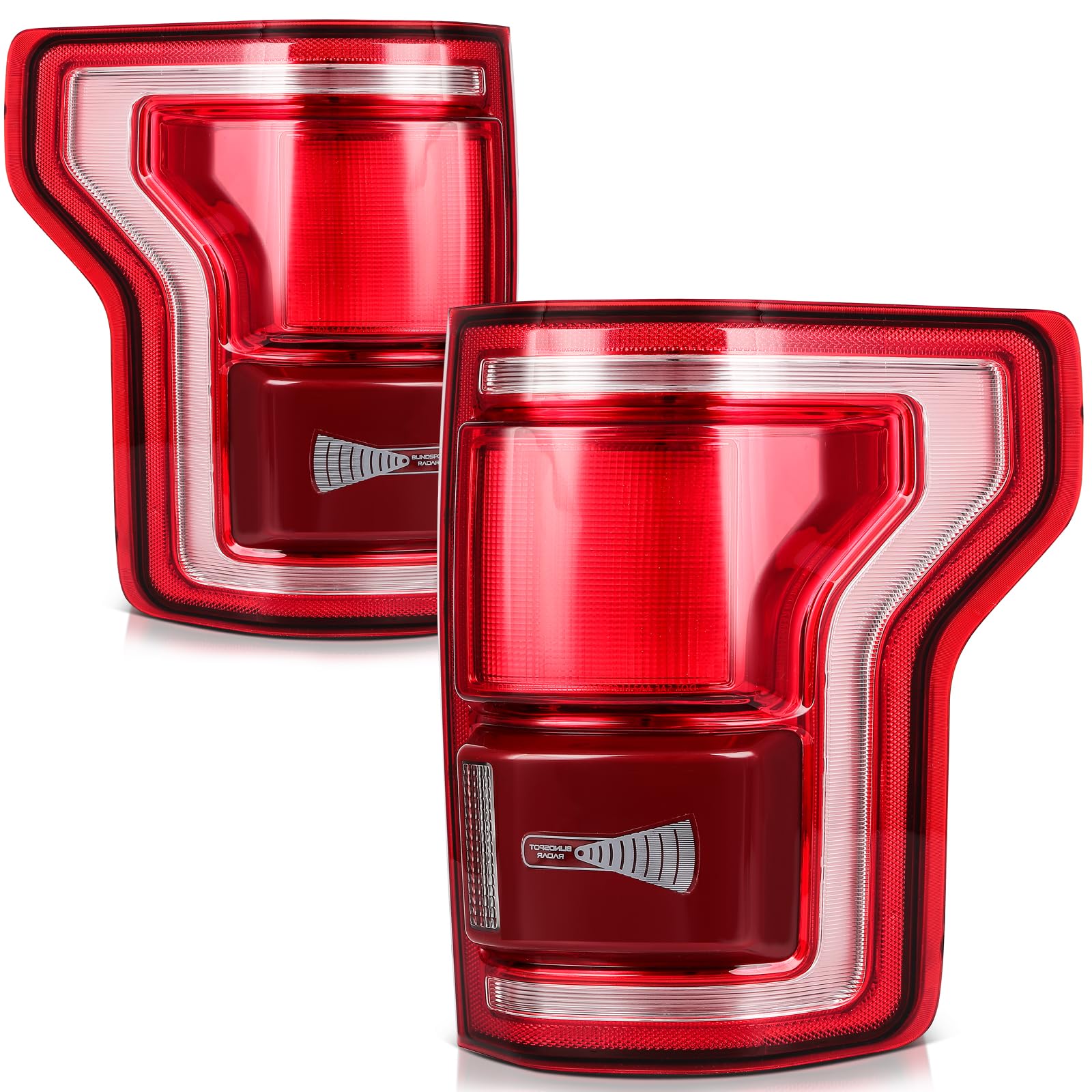 LBRST Tail Light Fit 2015-2017 for F-150 Black Housing Red Lens Pair Tail Light Assembly FL3Z13405A-PFM