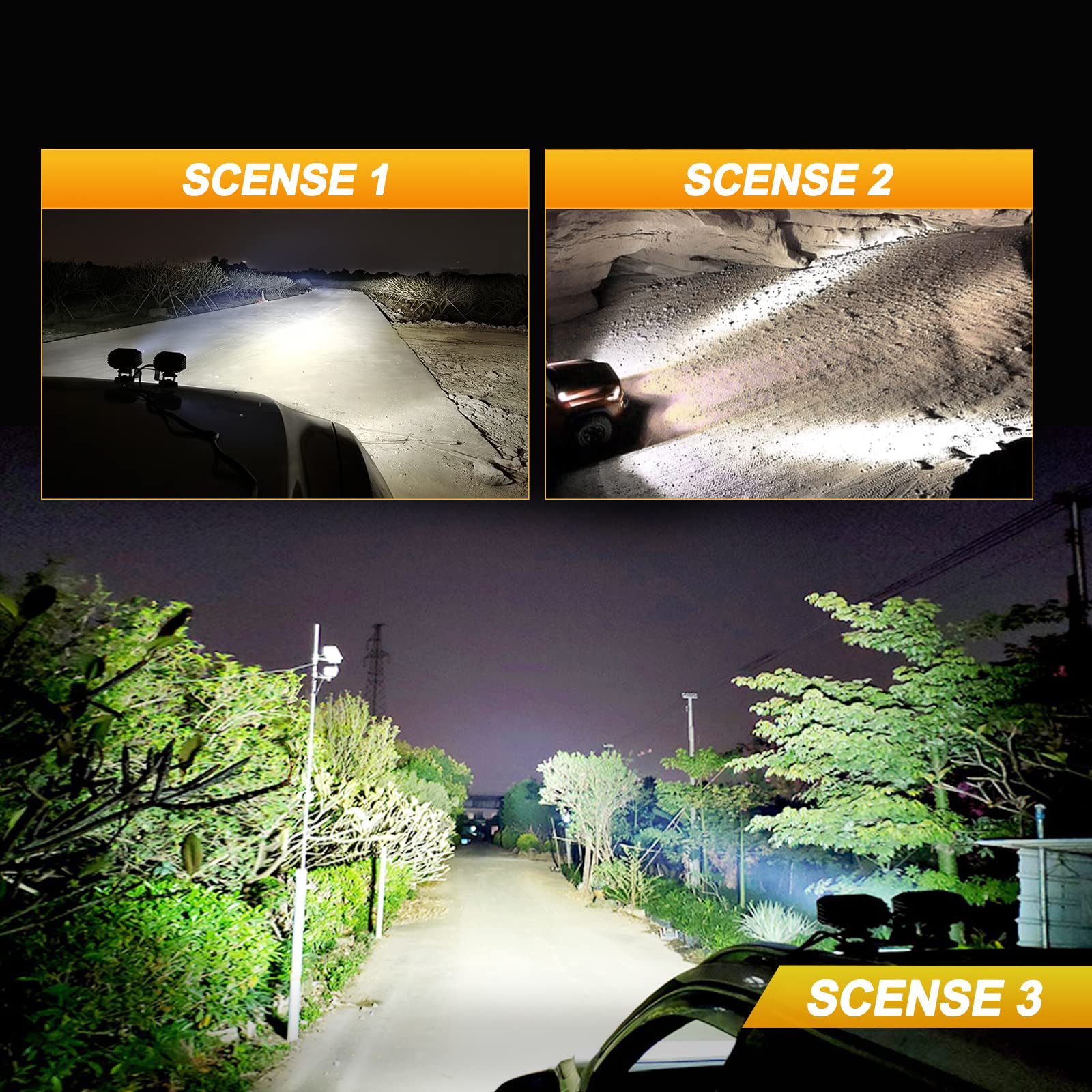 Auxbeam 4'' Cube Led Pods, Super Bright 60W Offroad Pod Lights Auxiliary Driving Light Flood Light Pods Motorcycle Driving Light