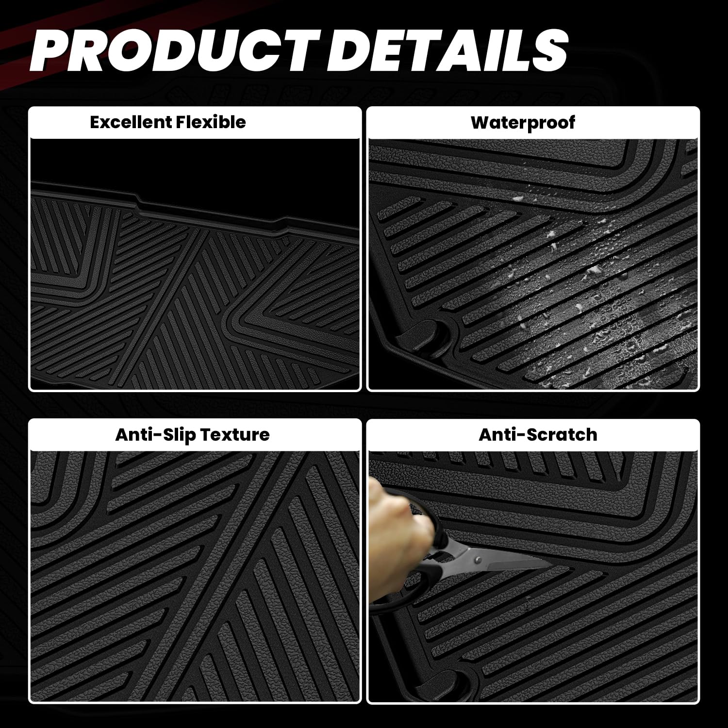 Lasfit Front Trunk Mat 2022 2023 2024 For Rivian R1T R1S, Tpe All Weather Custom Fit Car Upper Frunk Liner & Lower Frunk Liner,