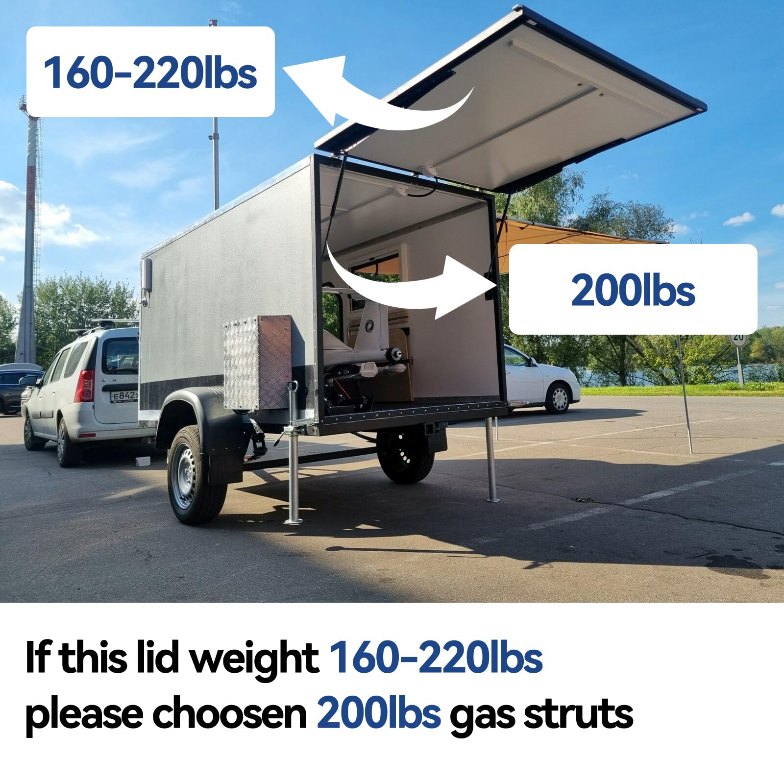 ARANA 28" Gas Struts 200LB Lift Supports for Heavy Lids, Doors & Trailers - 2 Pcs Set (Supports 180-220lbs)