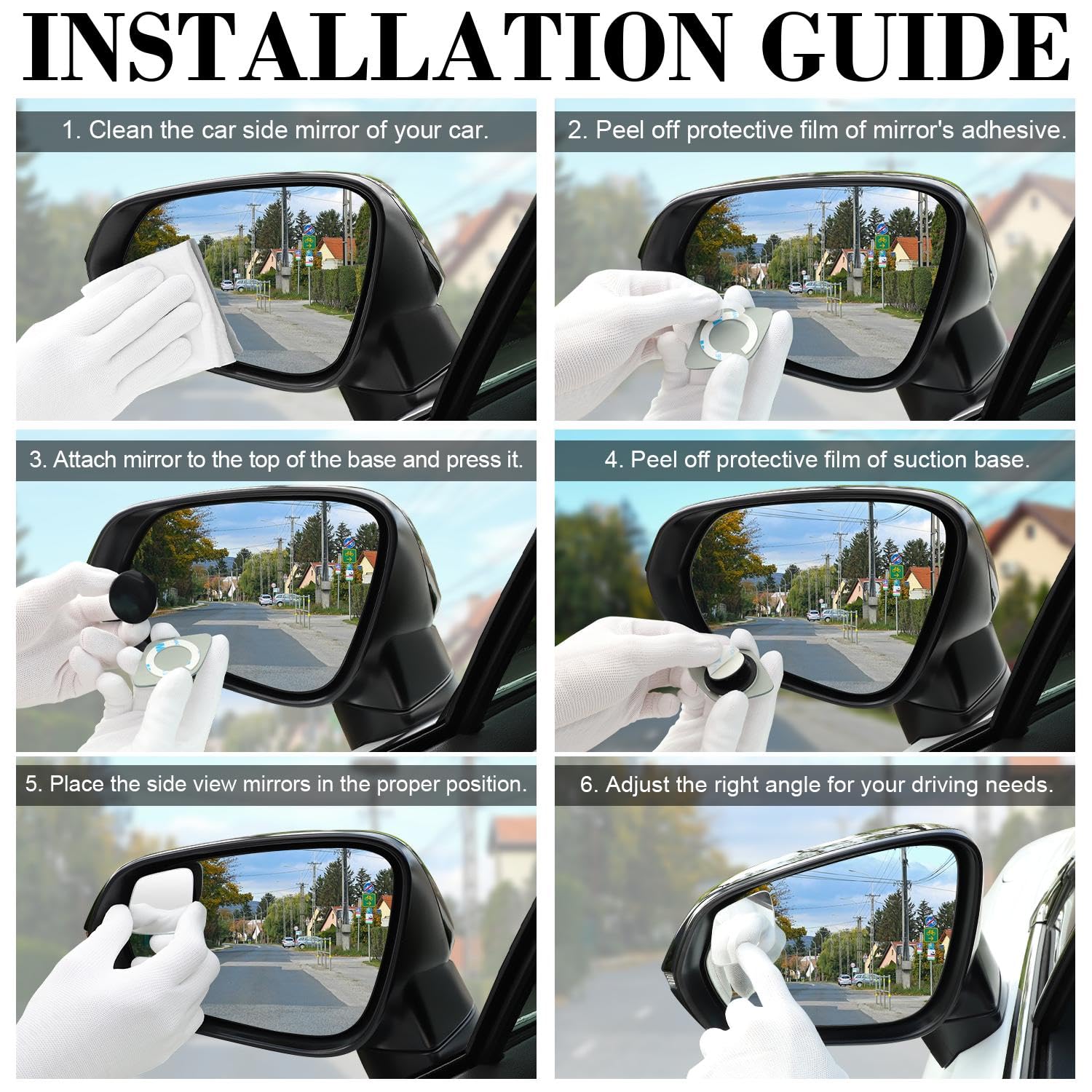 LivTee Blind Spot Mirror - HD Glass Frameless Convex Rear View Mirror, Adjustable Stick, Pack of 2, Rhombus Shape