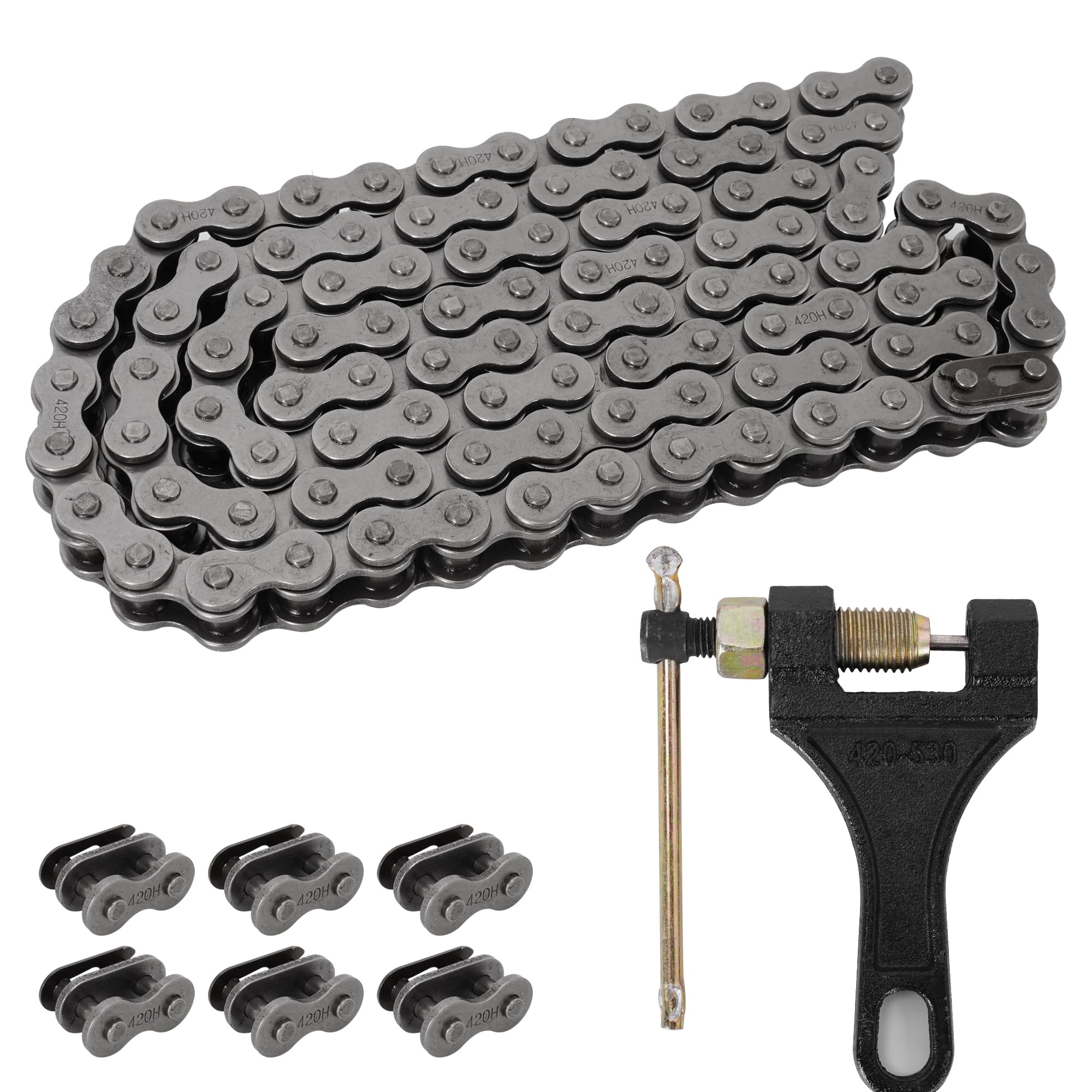 RUTU 420 Chain Master Link 132 Links 420 Drive Roller Chain for 50 70 90 110 125cc Dirt Pit Bike ATV Quad Go Kart Mini Bike Scoo