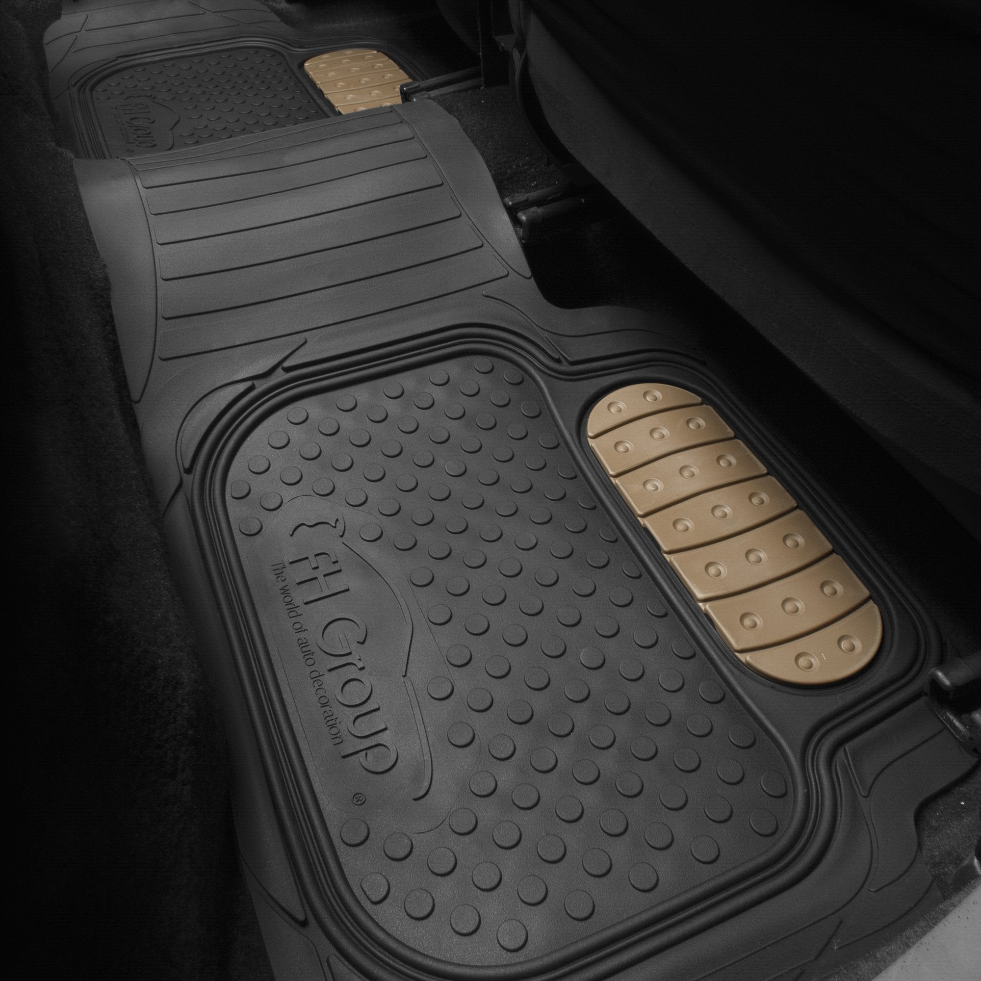 Fh Group Heavy-Duty Car Mats - Universal Fit, Trimmable Rubber Floor Mats, Sedans, Suvs, Trucks - Beige