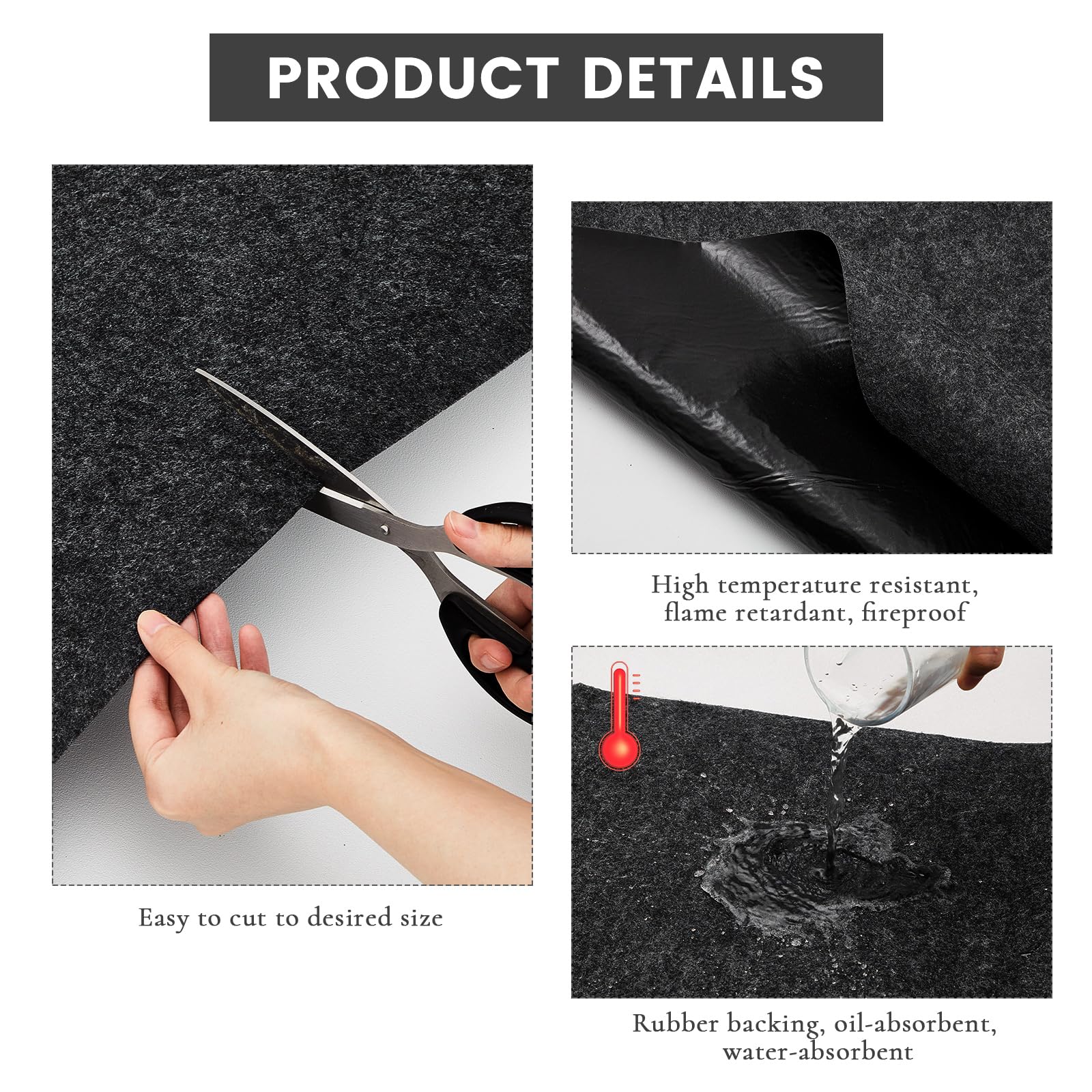 Datanly 1 Pcs 36 X 60 Inch Oil Spill Mat For Driveway Garage Under Car Leaks Absorbent Oil Pad, Black Rubber Mat Garage Floor Pr