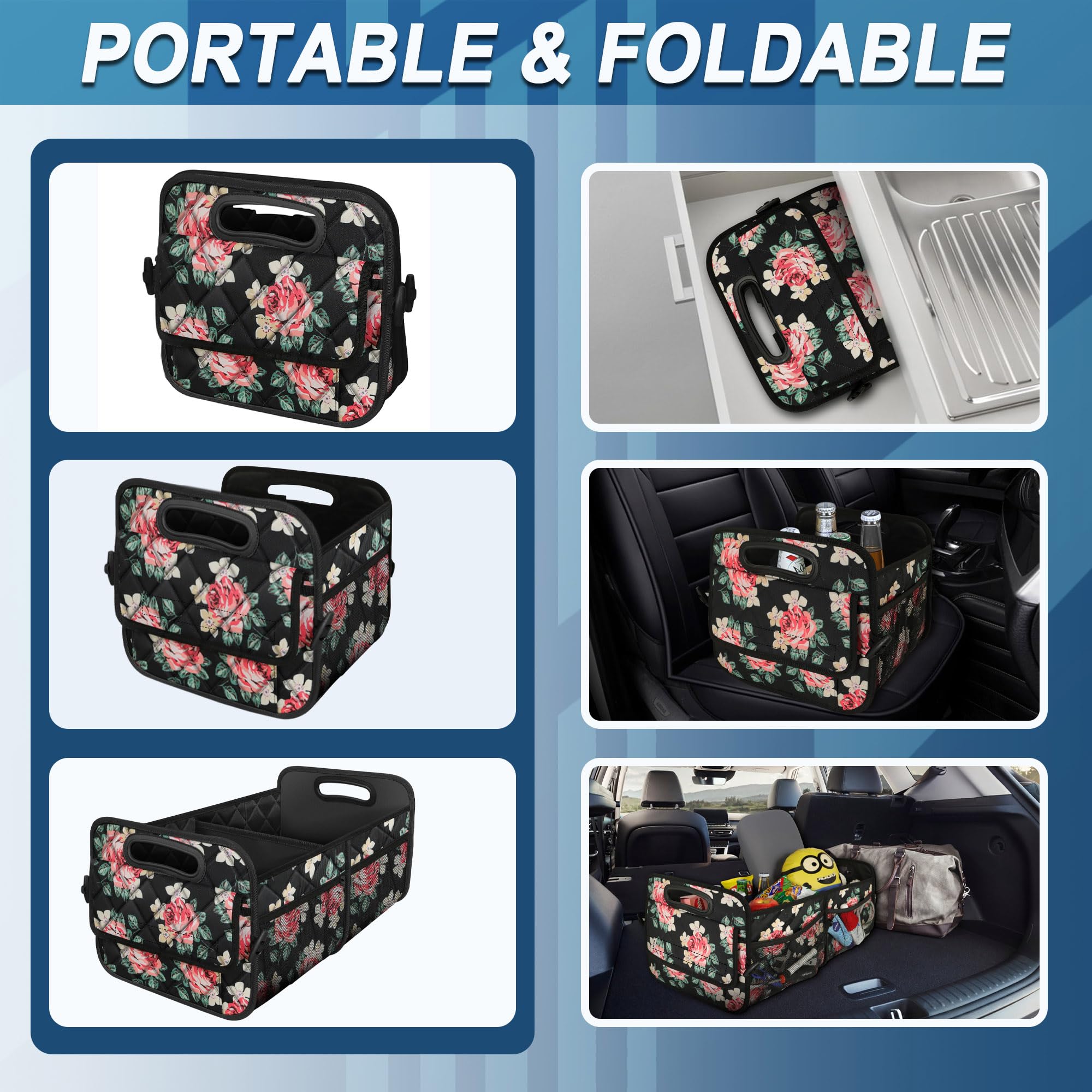 Deosk Car Trunk Organzier For Suv, Car Organziers And Storage With 6 Big Pocket, 50L Waterproof Polyester Car Accessories For Wo