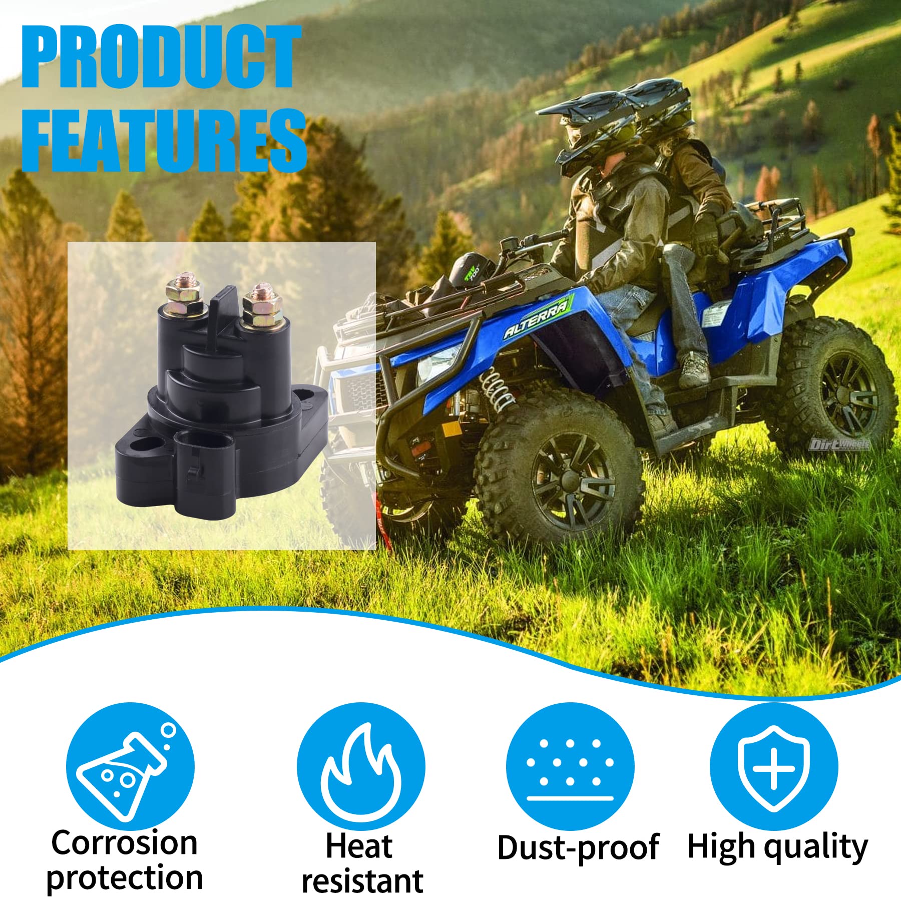 Jingke Starter Solenoid Relay Switch 12 Volt 2-Terminal Fit For Atv Solenoid Part For Arctic Cat 1000 400 450 500 550 650 700 At
