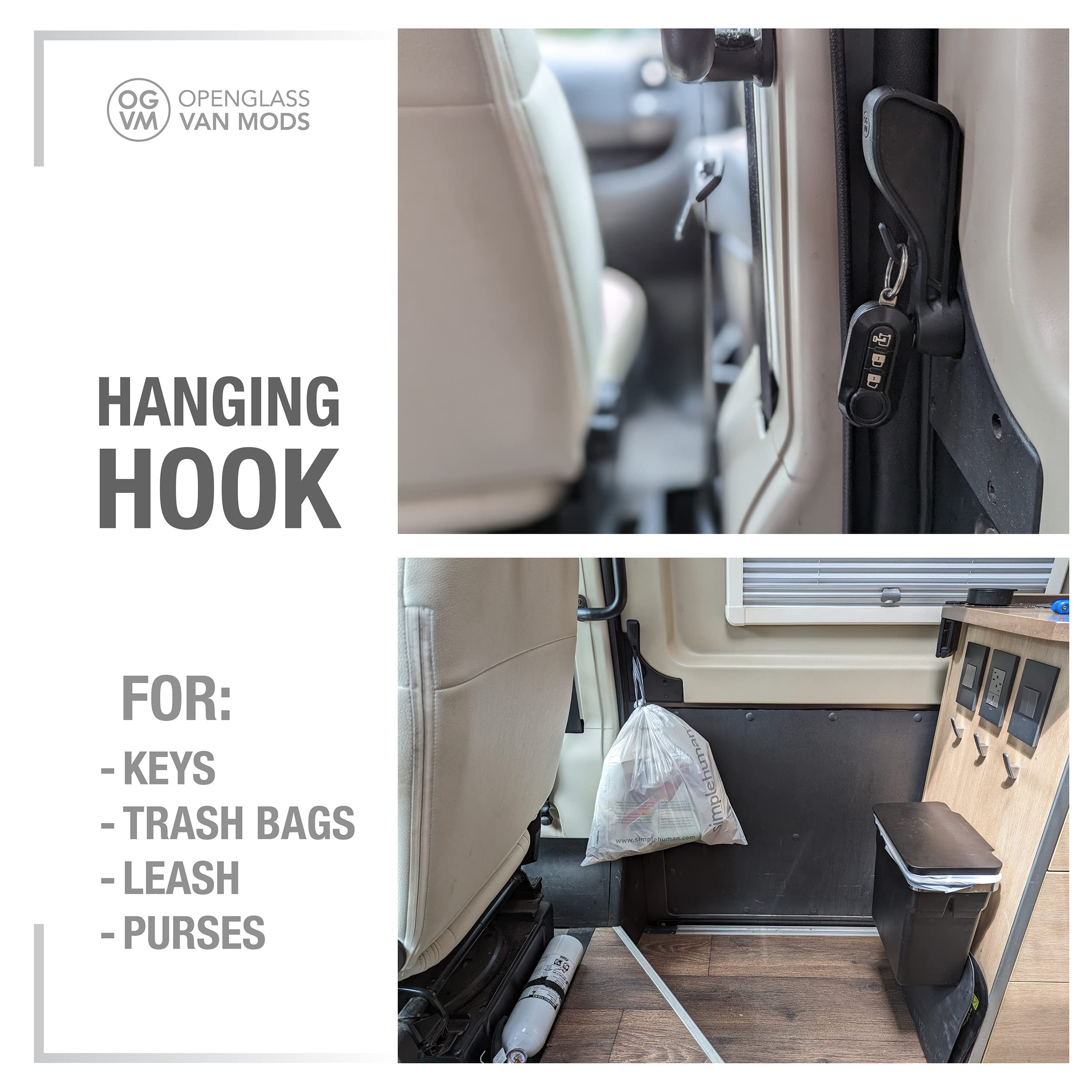 OpenGlass Van Mods Dodge Ram ProMaster Sliding Door Handle Upgrade - Long Ergonomic Nylon Handle, Easy 1-Min Install, All Years (2014-2024)