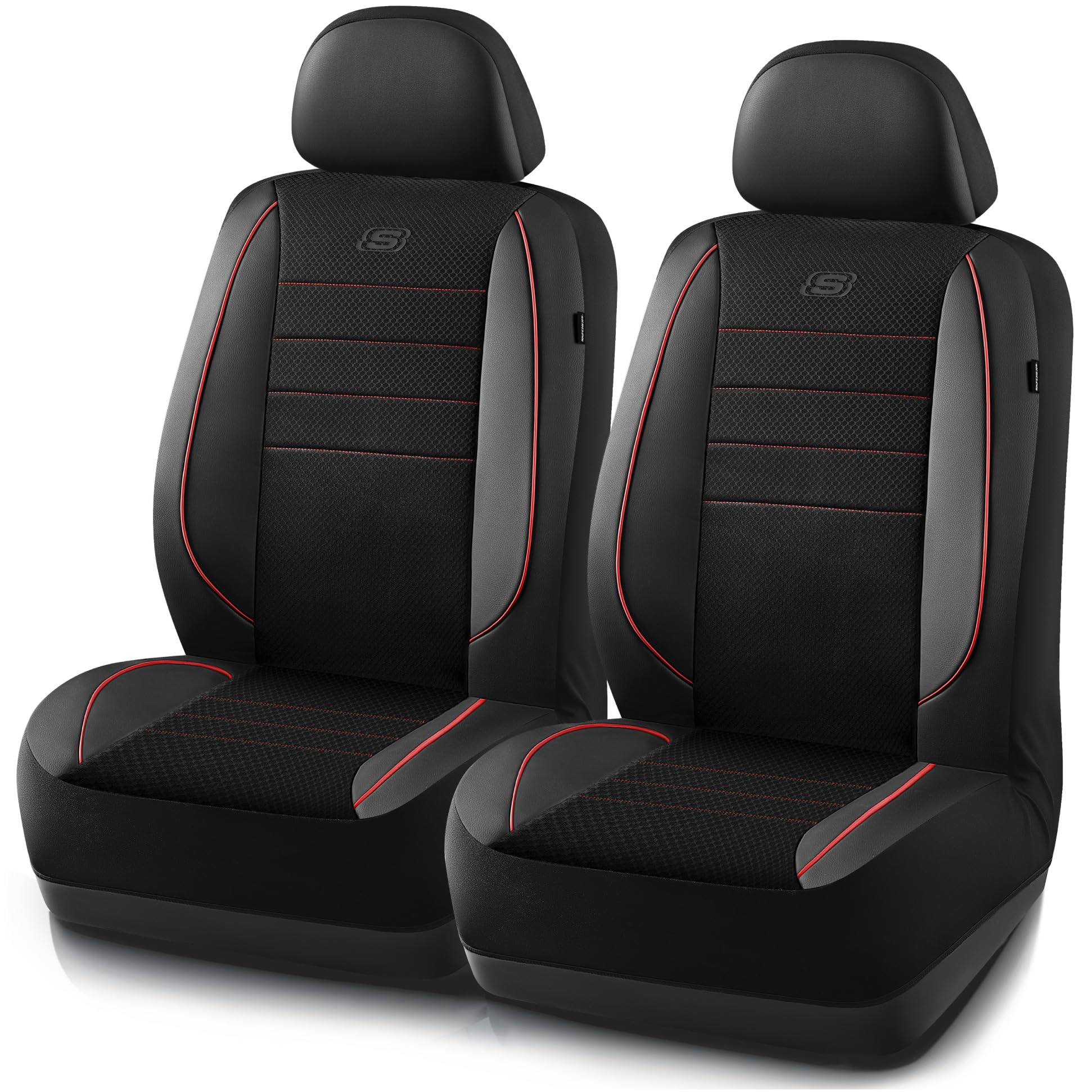 Skechers Memory Foam Seat Covers,Air Cool Mesh Thick Car Seat Covers,Leather Piping Two FrontTwo Front,Airbag Compatible,Automot