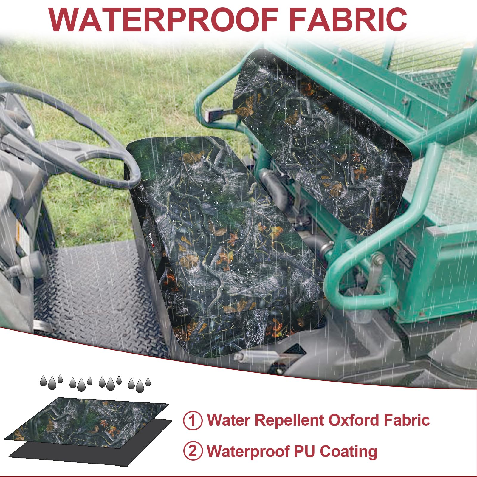 StarknightMT Mule 610 Seat Covers, Mule Seat Covers Compatible with Kawasaki Mule 600 610 Durable 1680D Fabric with Waterproof P