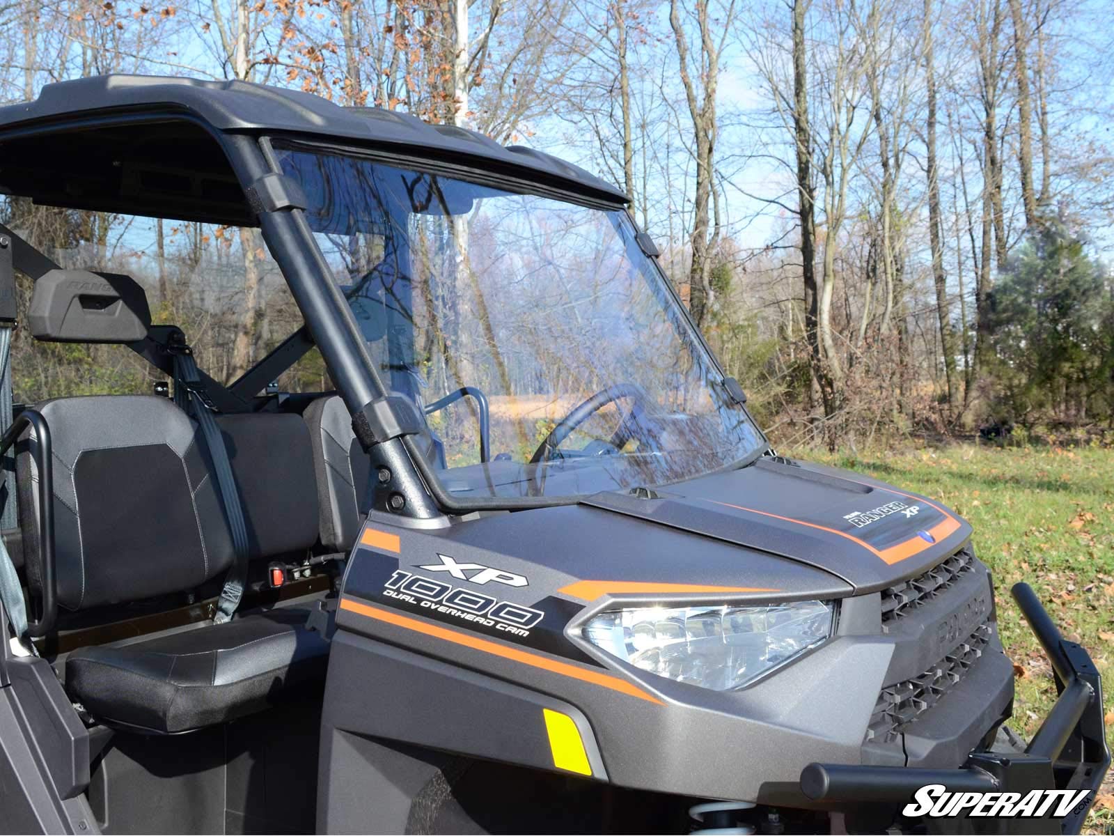 Superatv Full Size Windshield For 2017+ Polaris Ranger Xp 1000 (See Fitment) | Non-Scratch Resistant 1/4'' Thick Polycarbonate T