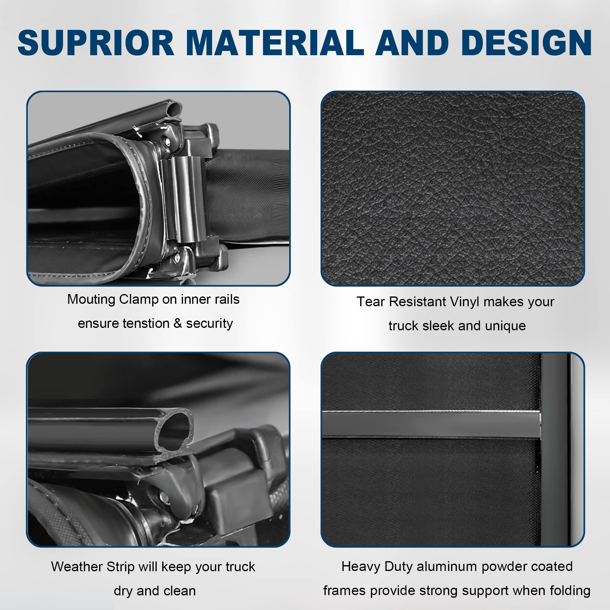 Mostplus 5 Ft Tri Fold Soft Truck Bed Tonneau Cover Compatible For 2005 2006 2007 2008 2009 2010 2011 2012 2013 2014 2015 Toyota