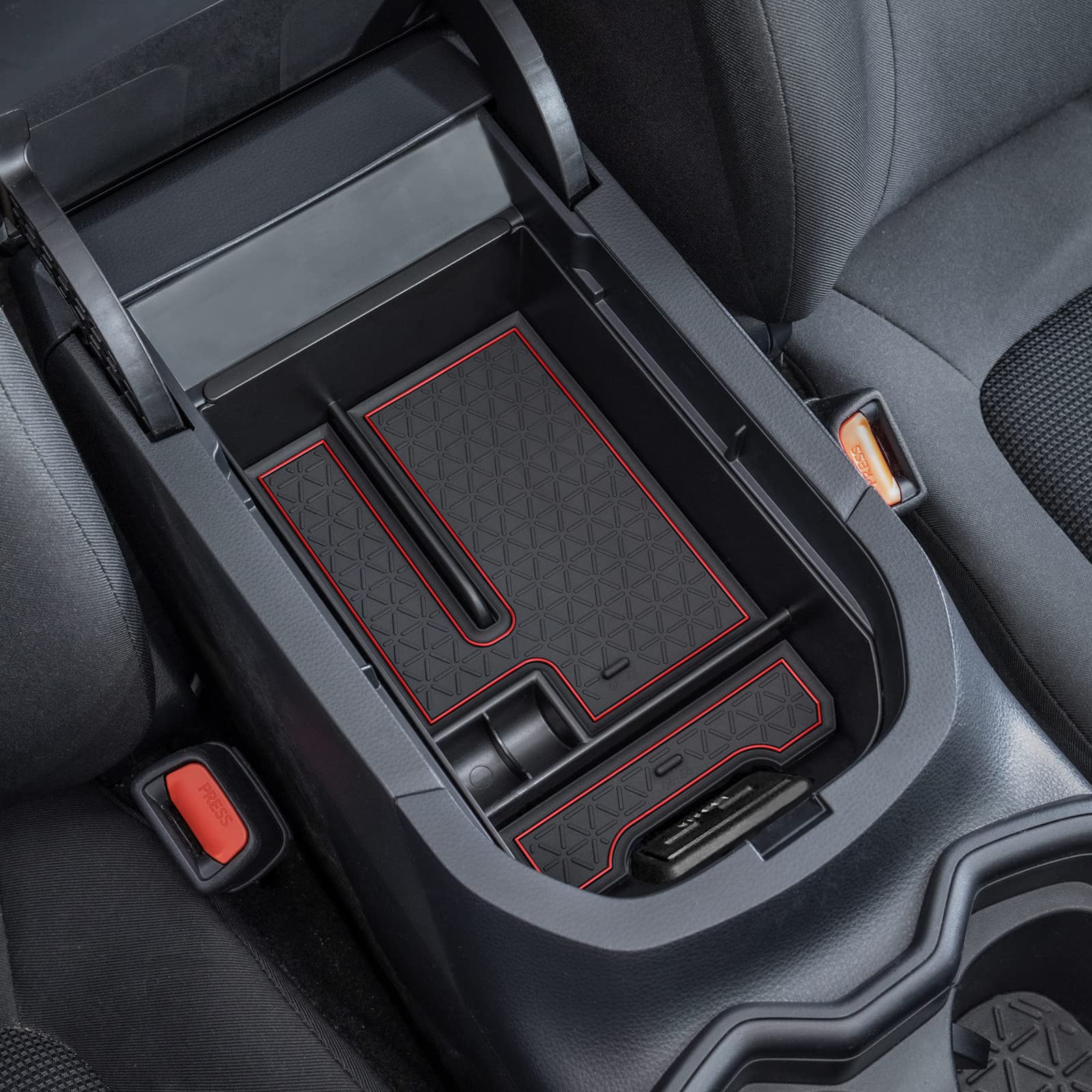 Topinstall Red Center Console Tray Compatible With Rav4 2023 2022 2021 2020 2019 Accessories, Armrest Box Organizer Insert Abs Plastic Storage Box