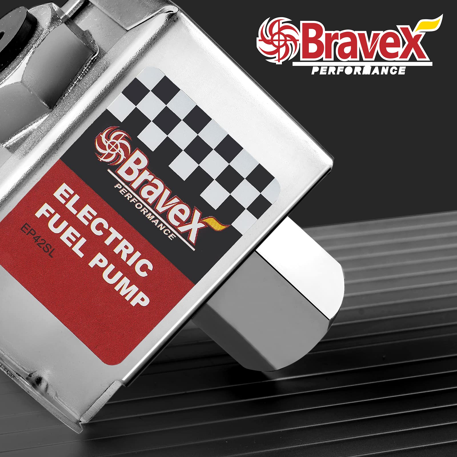 Bravex Inline Electric Fuel Pump - Universal DC 12V, Low Pressure 2.5-4 PSI, Metal, EP12S for Petrol & Diesel