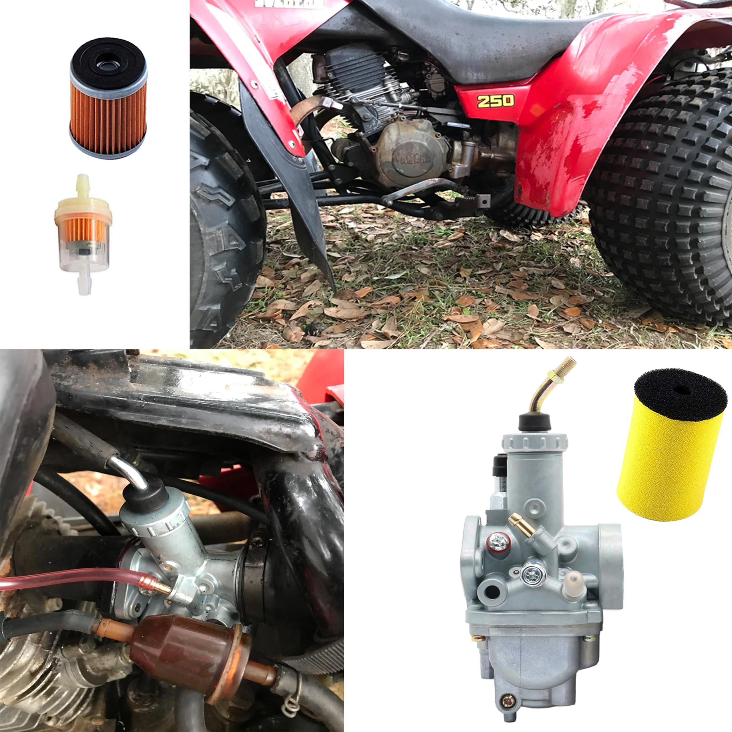 CDZWJ Carburetor Kit for Yamaha Timberwolf YFB250 - Includes Carburetor, Air Filter, Oil Filter, and Fuel Petcock