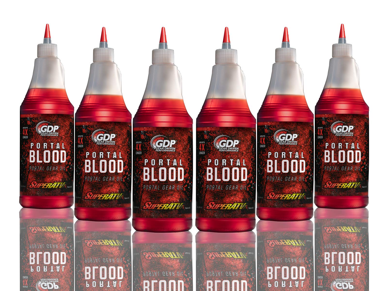 SuperATV Portal Blood | High Performance Portal Gear Oil | Case of SIX - 32 OZ Bottles | Designed for UTV/ATV Portal Gear Lifts 