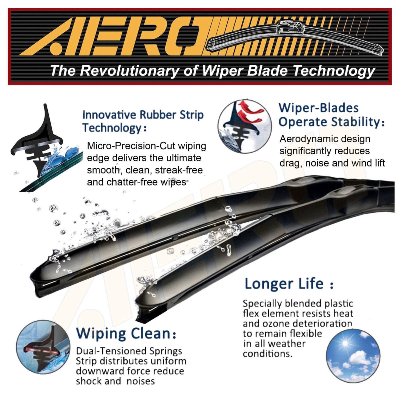 Aero Hybrid 26'' + 22'' Premium Quality All-Season Windshield Wiper Blades (Set Of 2)