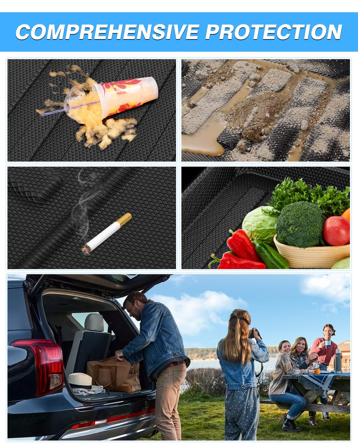 Powerty Trunk Mat For 2022-2024 2025 Hyundai Tucson(Non-Hybrid) Accessories Cargo Mats With Standard Audio System Tpe All Weathe