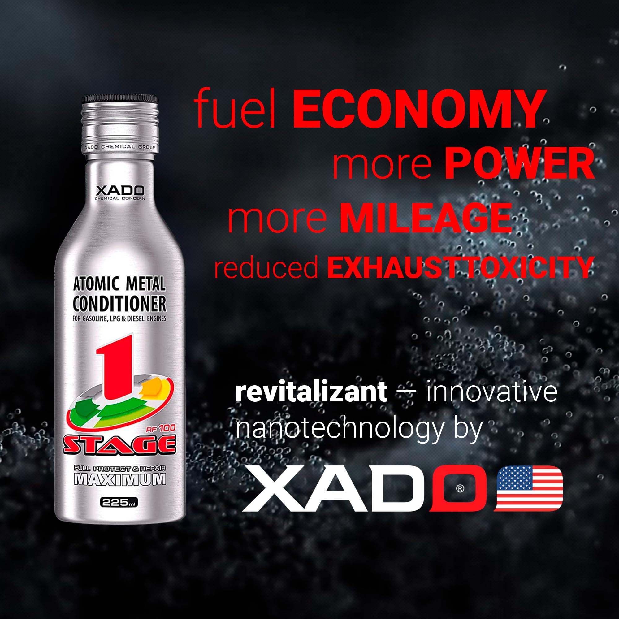 XADO Engine Oil Additive - Wear Protection & Rebuilding, 1 Stage, For Up to 5qt Capacity, Model XA 42212