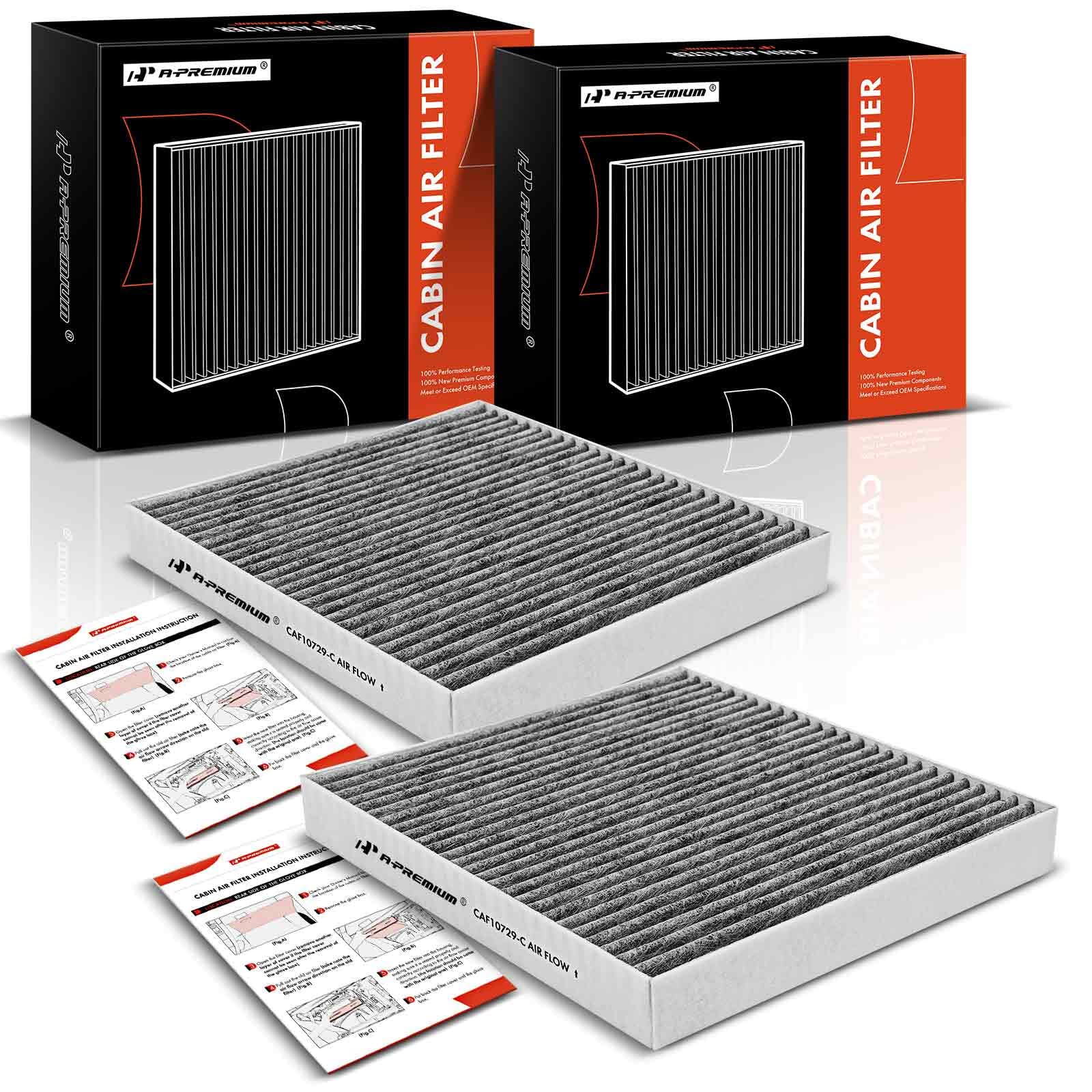 A-Premium 2-Pc Cabin Air Filter With Activated Carbon Compatible With Chrysler 200, Sebring & Dodge Avenger, Caliber, Journey & 