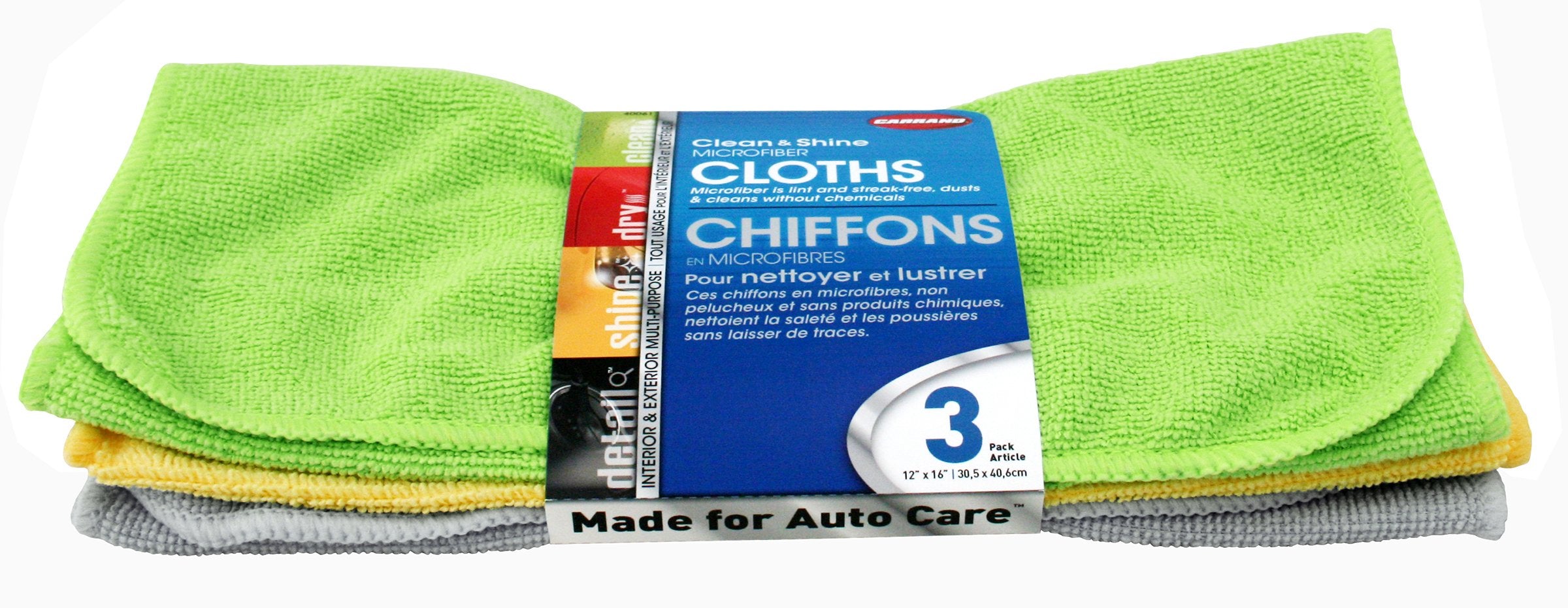 Carrand 40061 Microfiber 16 X 16 Towel, 3 Pack (Colors May Vary)