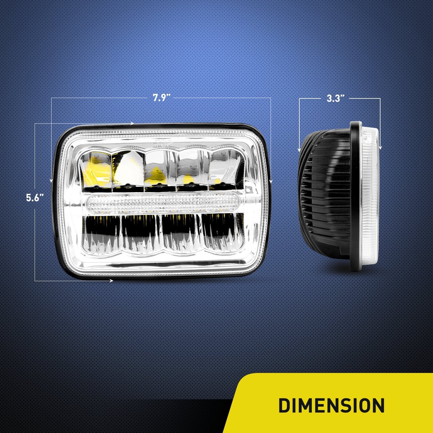 Nilight 7x6 LED Headlights for Jeep Wrangler YJ/XJ - 45W Hi/Lo, 2Pcs Silver with DRL, Model 20014H, Offroad