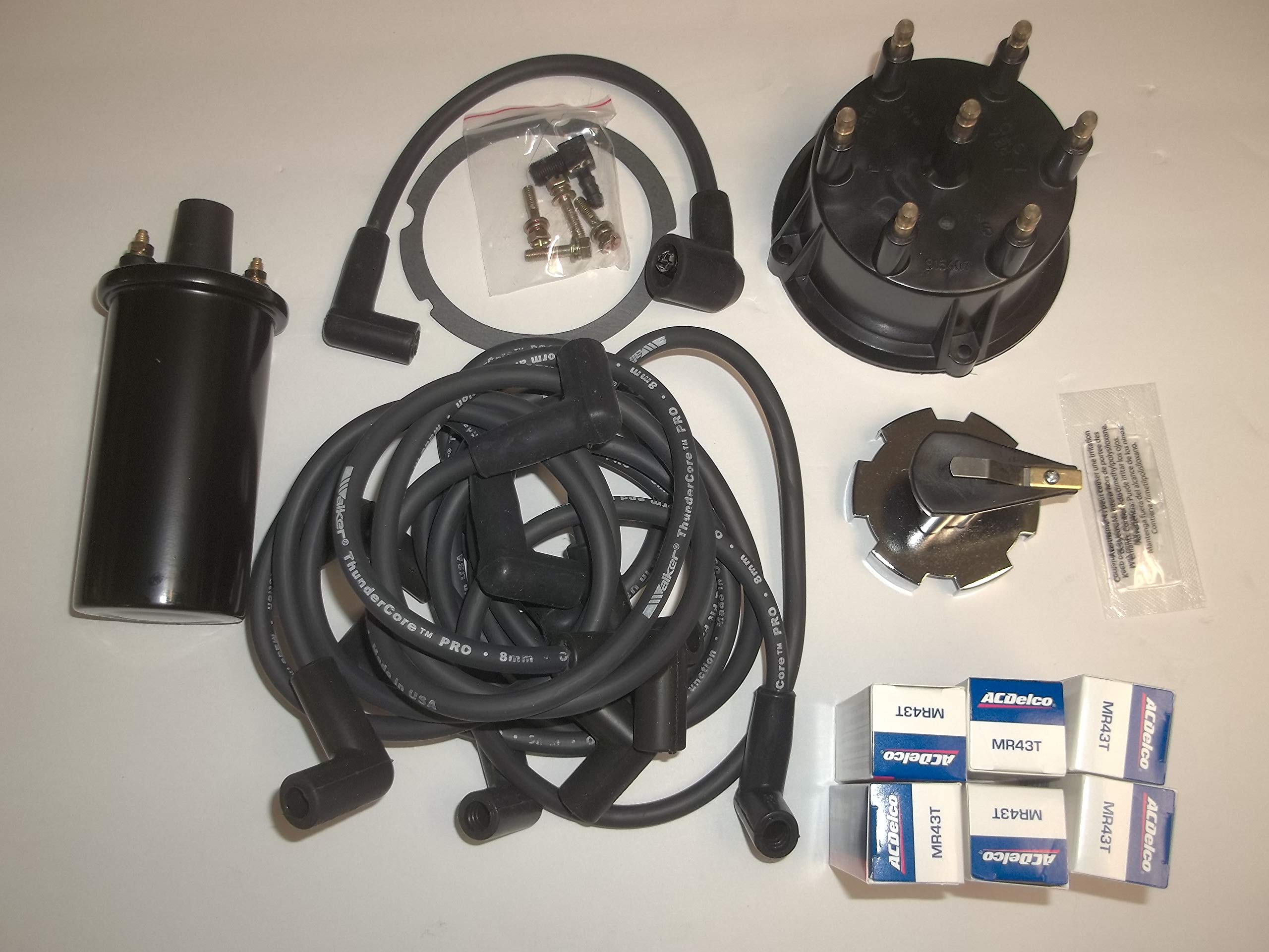 RPS Mercruiser Thunderbolt 4.3 L V6 DISTRIBUTOR CAP ROTOR SPARK PLUG WIRES KIT SET WITH MR43LTS PLUGS AND IGNITION COIL