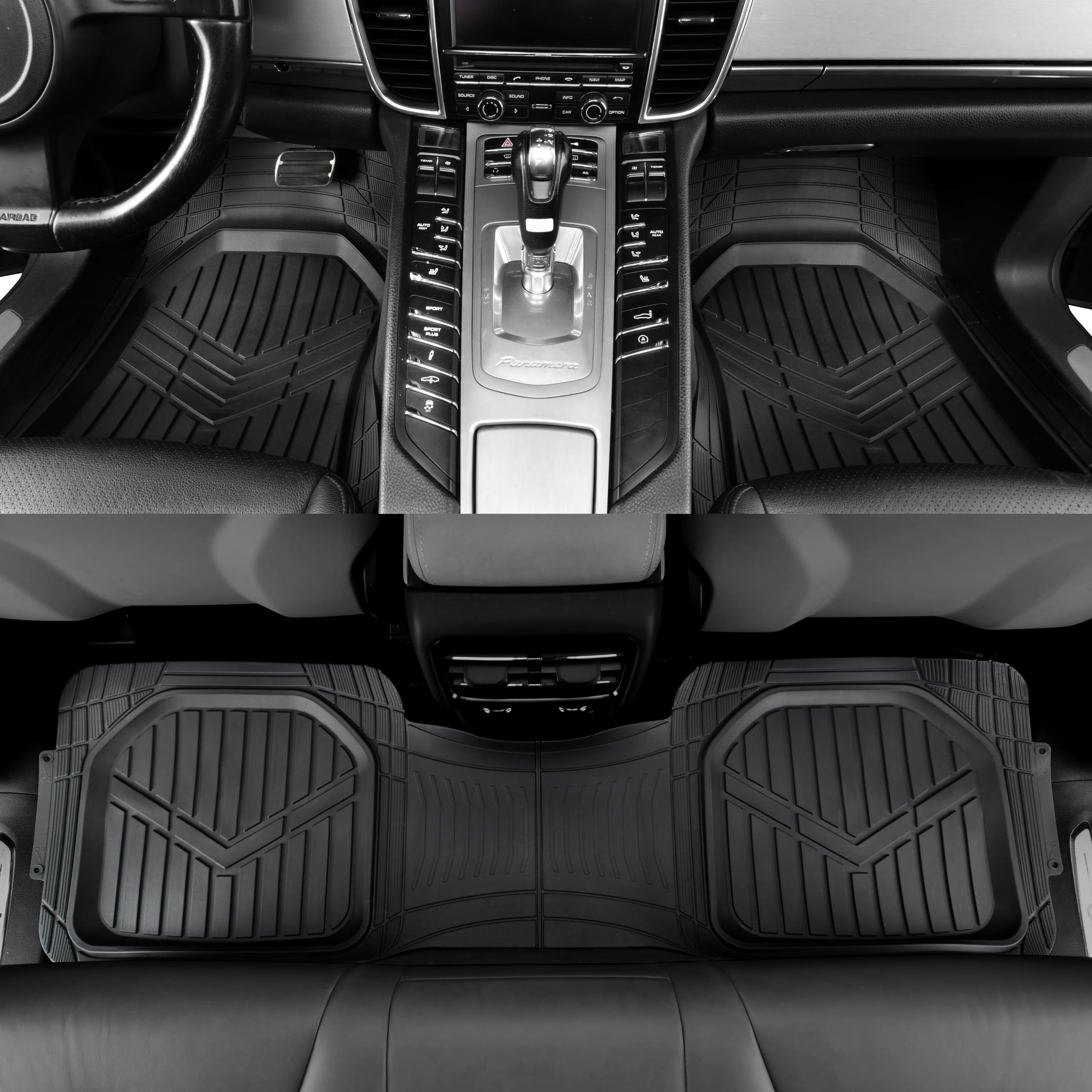 Amazon Basics Heavy Duty PVC Floor Mats, Waterproof Cargo Liner, Black, Model 812032627