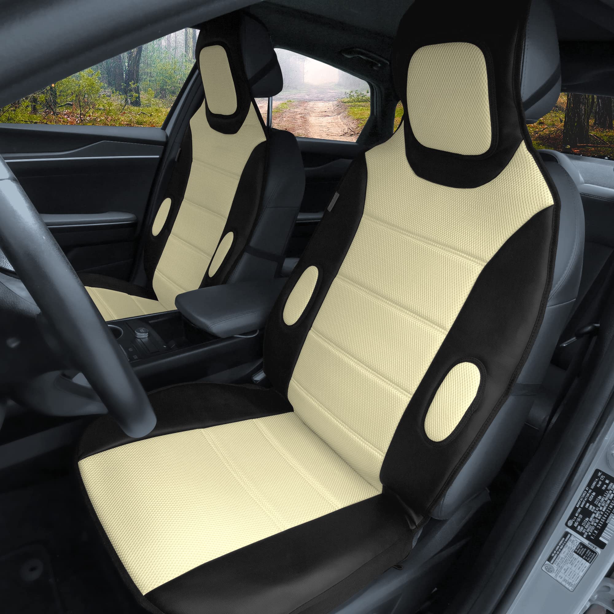 Fh Group Front Set Premium 3D Air Mesh Automotive Seat Cushion - Universal Fit, Car Seat Cushions, Airbag Compatible Car Seat Co