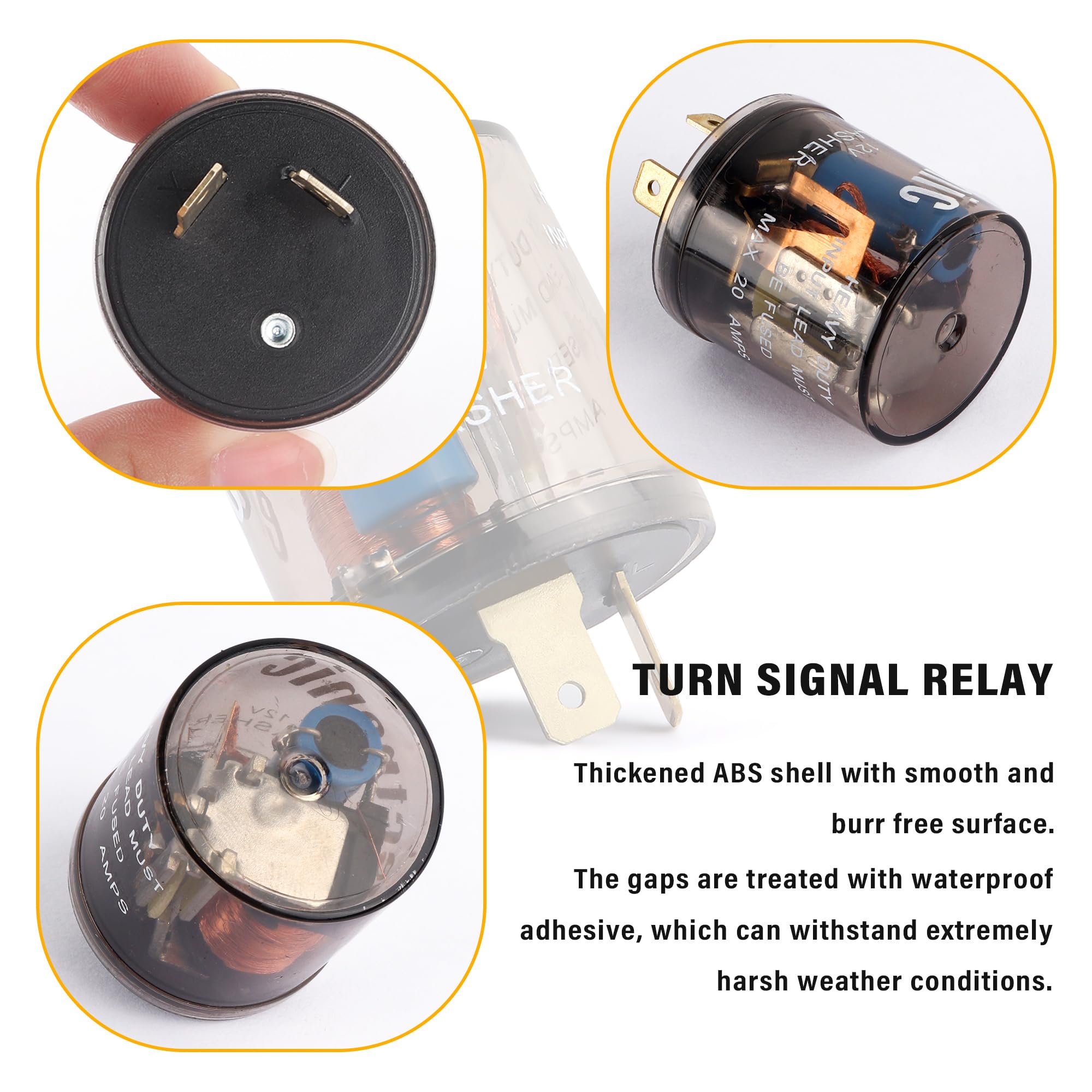 4PCS 12V Flasher Relay,Heavy Duty 2-Pin Turn Signal Relay,Two Prong Round Automotive Relay Only for Fixing Halogen Bulb Frequent