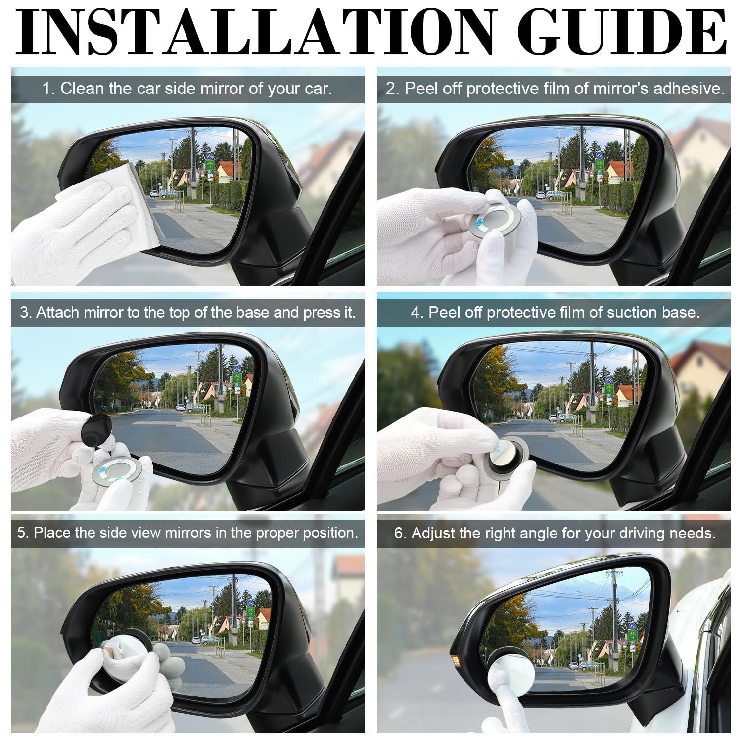Livtee Blind Spot Mirror, 2 Round Hd Glass Frameless Convex Rear View Mirrors Exterior Accessories With Wide Angle Adjustable Stick For Car Suv And Trucks, Pack Of 2