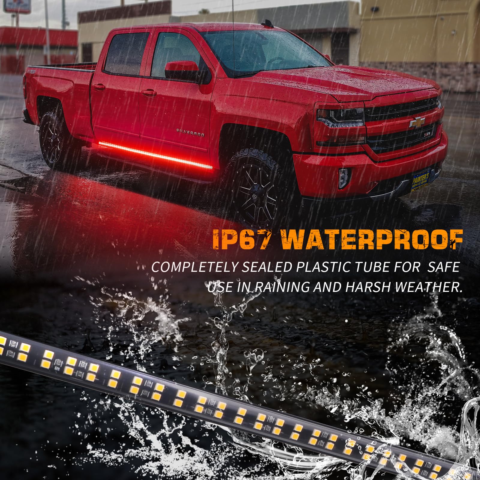 XRIDONSEN 70" Red LED Strobe Lights - 2PCS Emergency Running Board Lights for Trucks, Firefighters, and Law Enforcement, Model XR-620