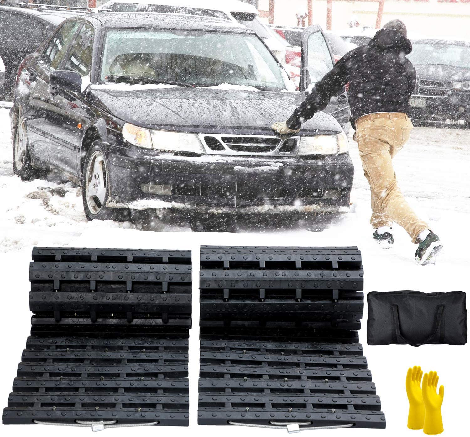Tire Traction Mat, Portable Emergency Devices for Snow, Ice, Mud, and Sand Used to Car, Truck, Van or Fleet Vehicle