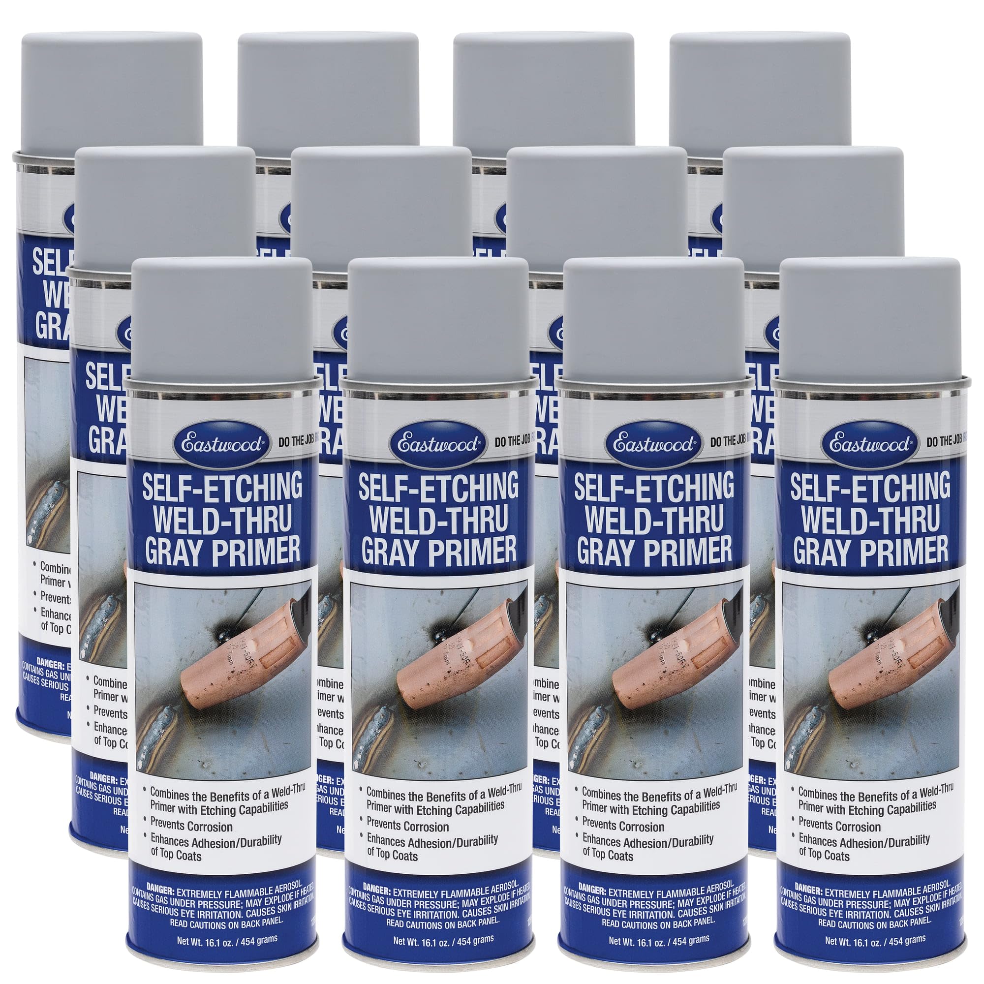 Eastwood Durable Organic Binders Self Etching Weld Thru Gray Aerosol Primer 16.1 oz | 12 Pack