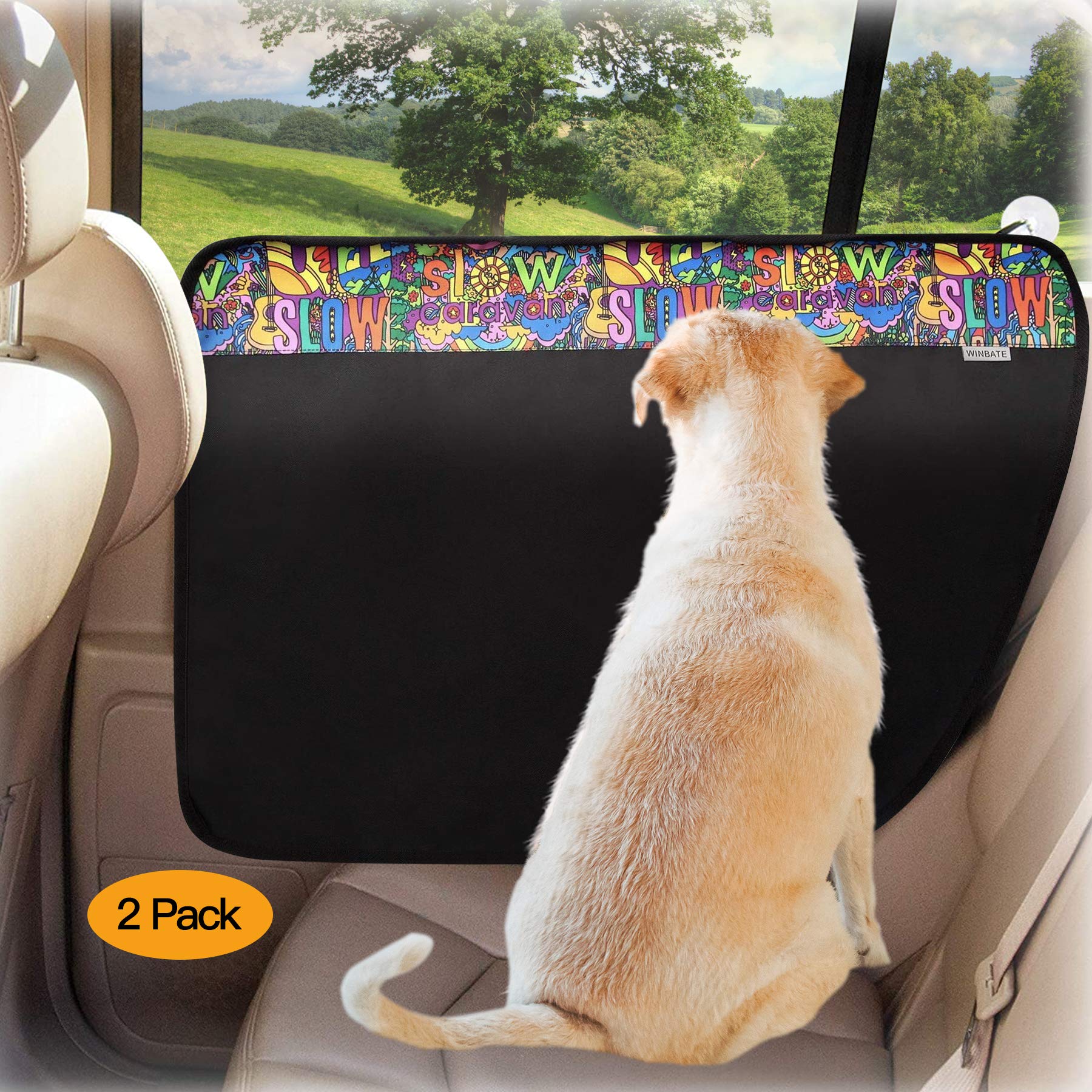 Winbate 2Pcs Dog Car Door Protector, 29.5 X 20.47 Waterproof Scratchproof Nonslip Durable Machine Washable Cardoor Protectors Fr