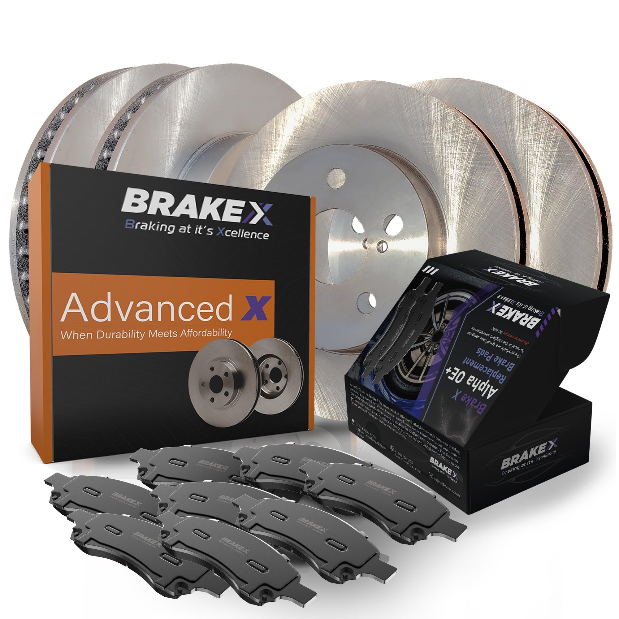Brake X Front And Rear Brake Pads And Rotors Kit Replacement For 2012-2013 Chrysler 300 V6 Awd, Vented Rear Disc | Nyx Oe+ Rotors And Alpha Ceramic Brake Pads