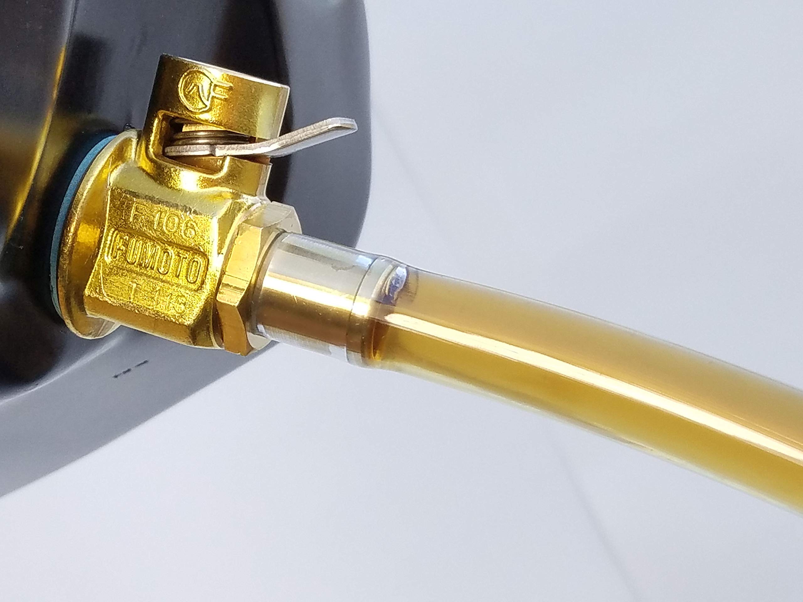 Fumoto FN-Series F106N Drain Valve, M14-1.5, Stainless Steel, Gold, with Long Nipple and Lever Clip